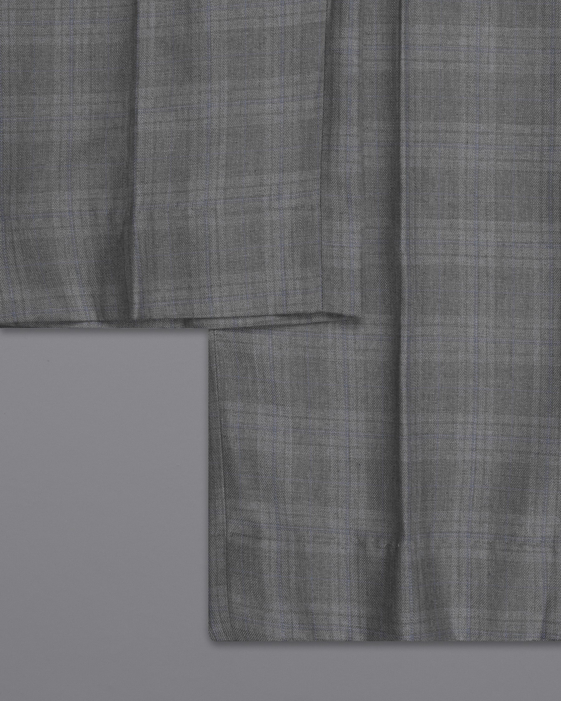Gravel Grey Subtle Plaid Wool Rich Pant