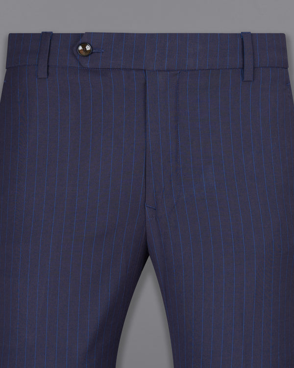 Tuna Blue Striped Wool Rich Pant