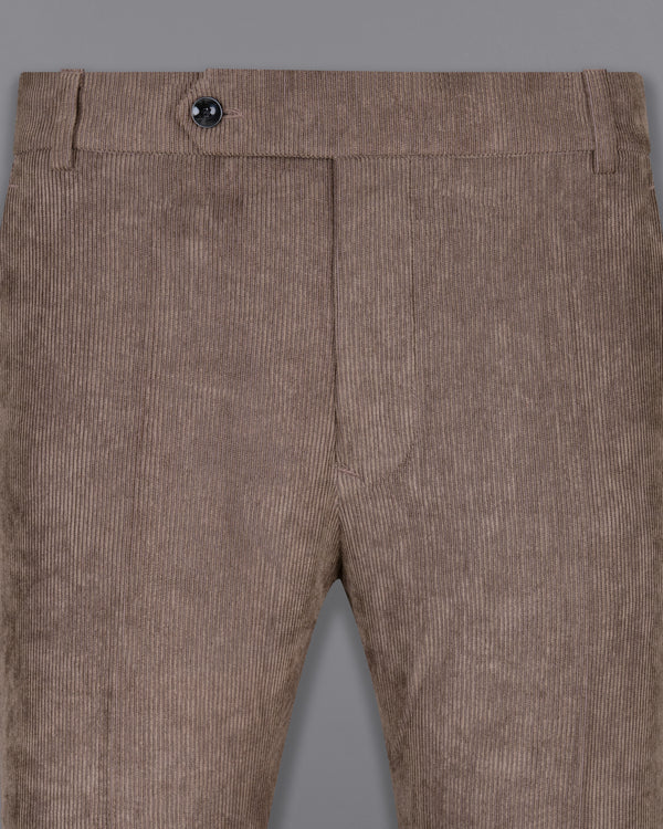 Sandstone Brown Striped Corduroy Premium Cotton Pant