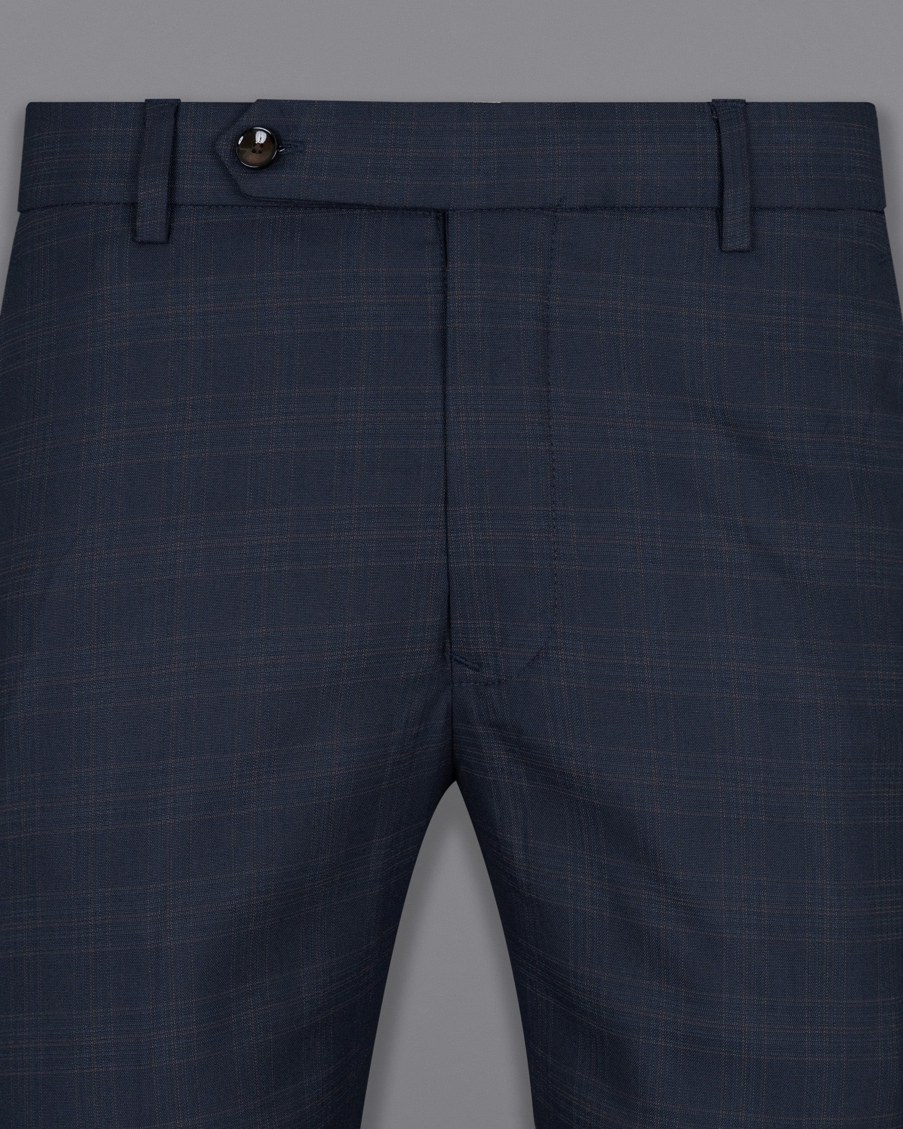 Charade Blue Plaid Wool Rich Pant