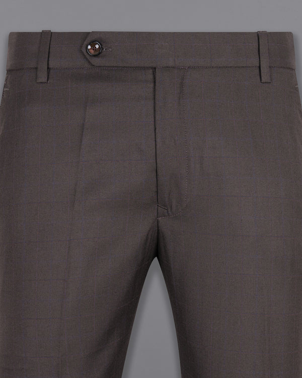 Tundora Brown Subtle Windowpane Wool Rich Pant