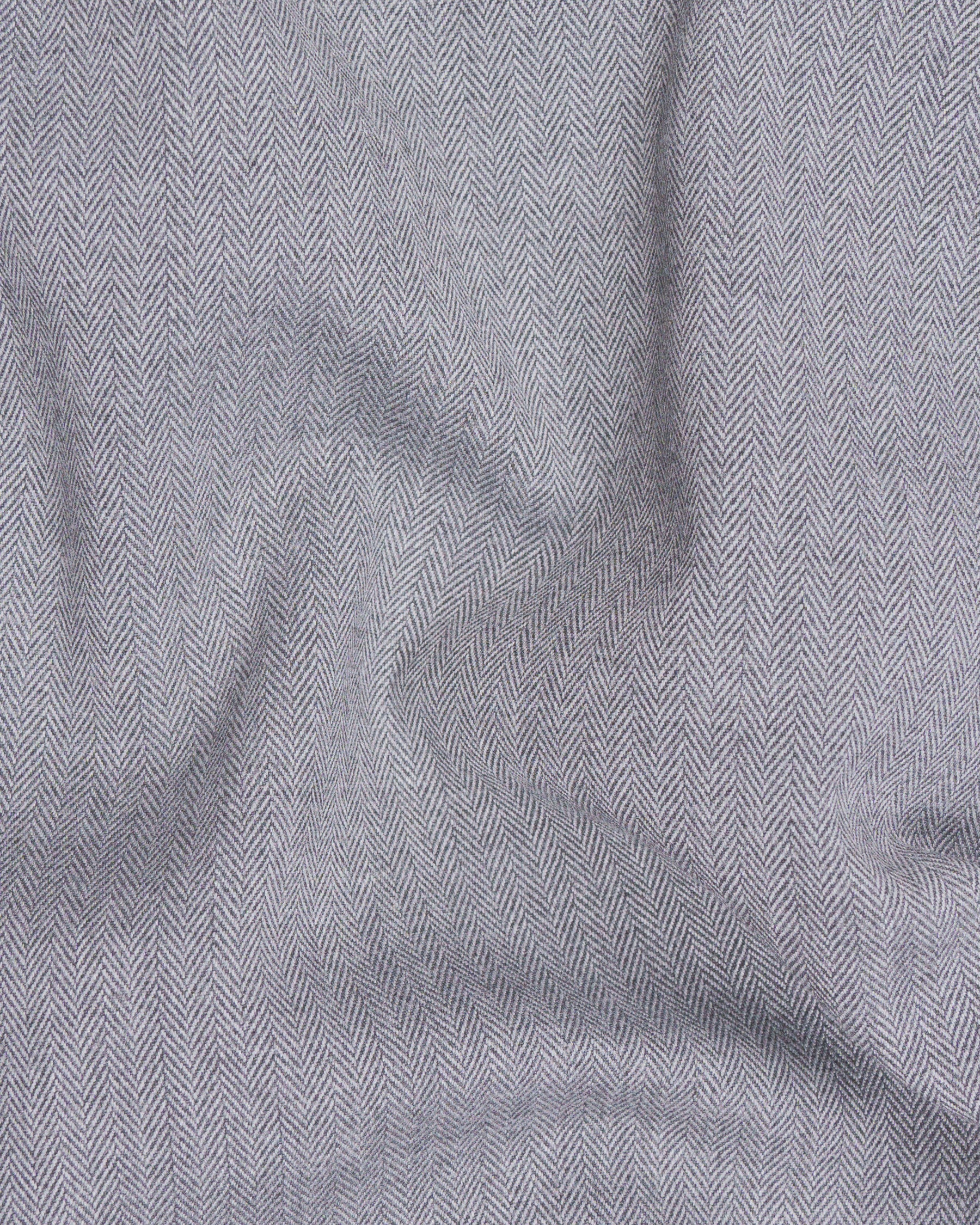 Spun Pearl Grey Herringbone Premium Cotton Pant