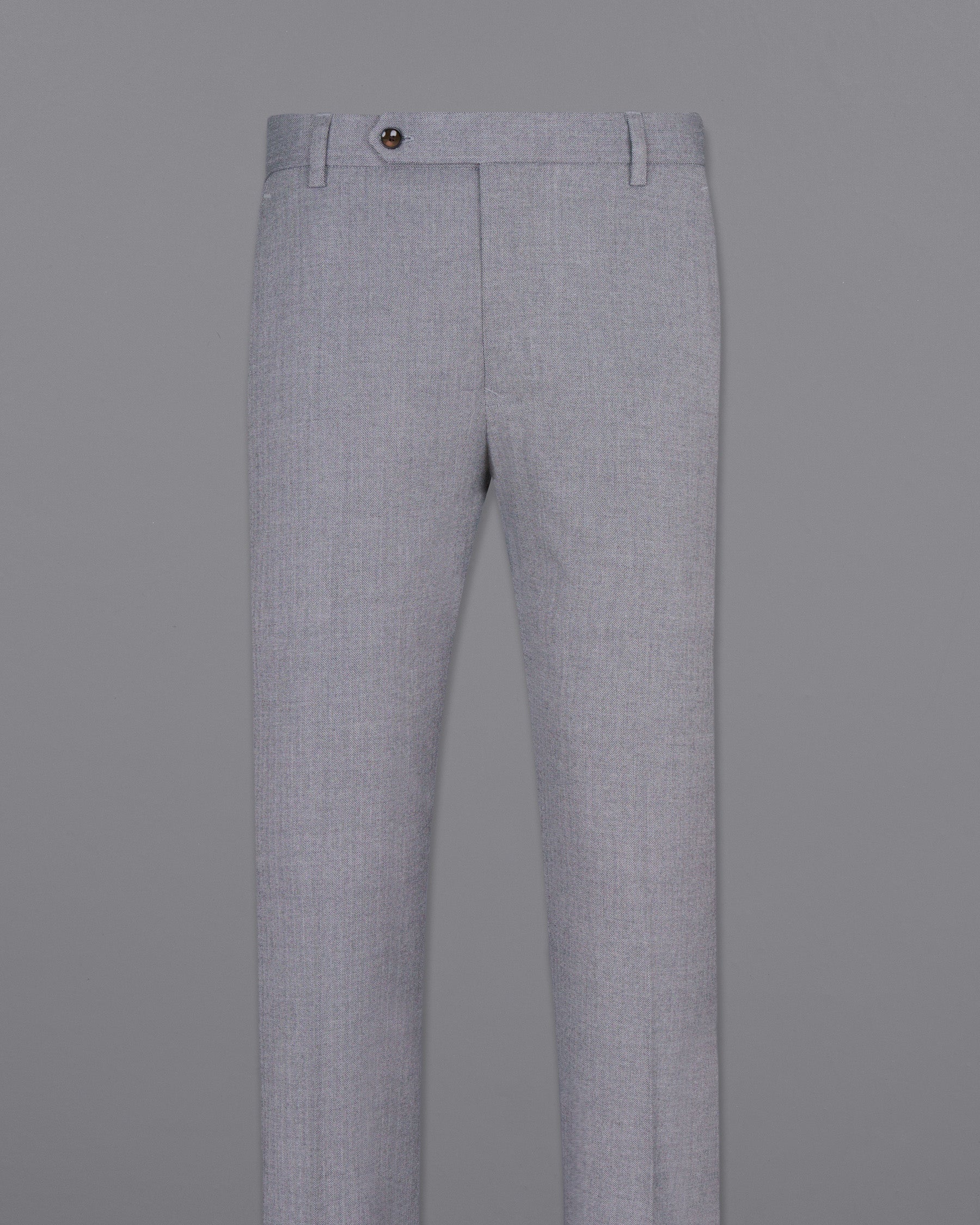 Spun Pearl Grey Herringbone Premium Cotton Pant