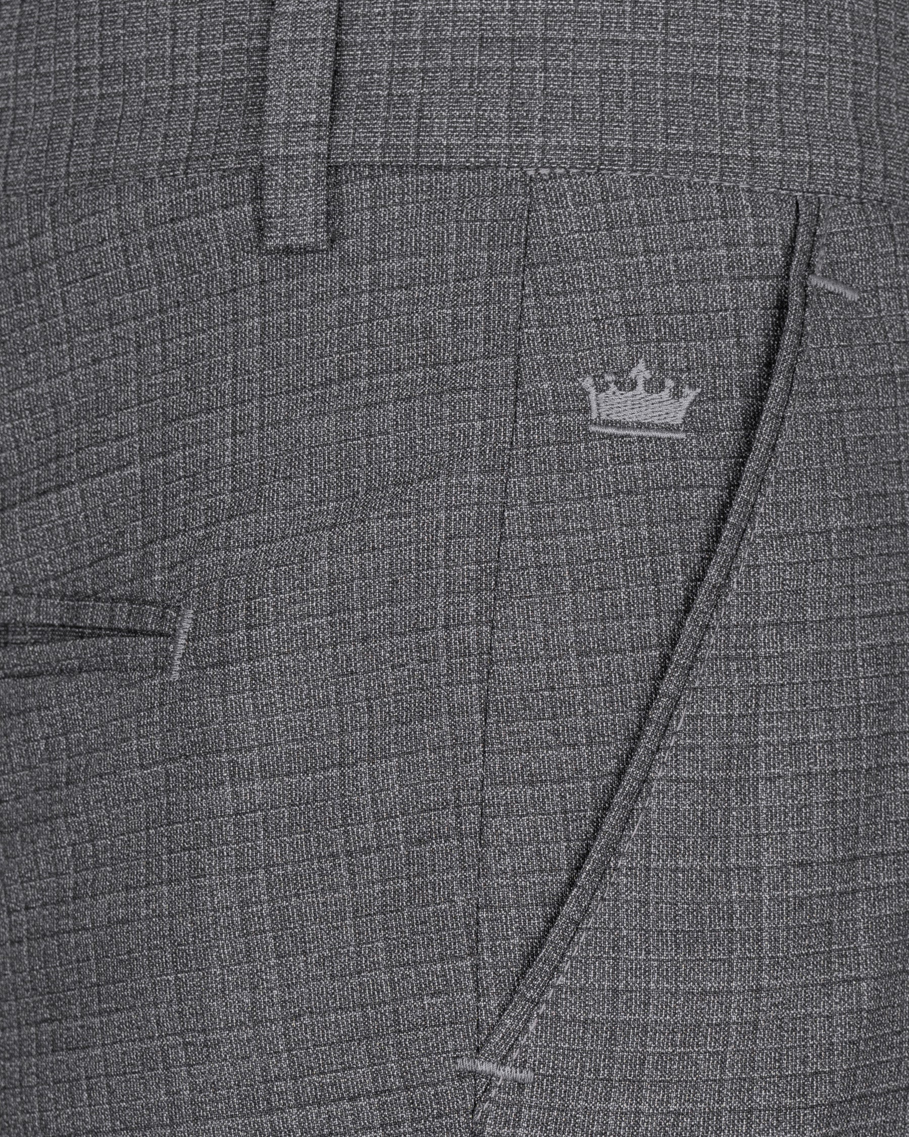 Fuscous Gray Chequered Wool Rich Pant