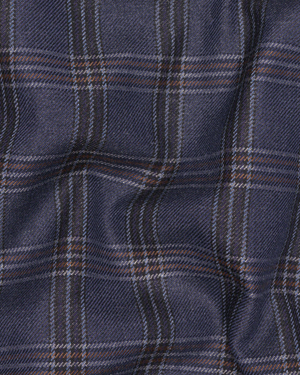 Licorice Blue Plaid heavyweight tweed Wool Rich Pant