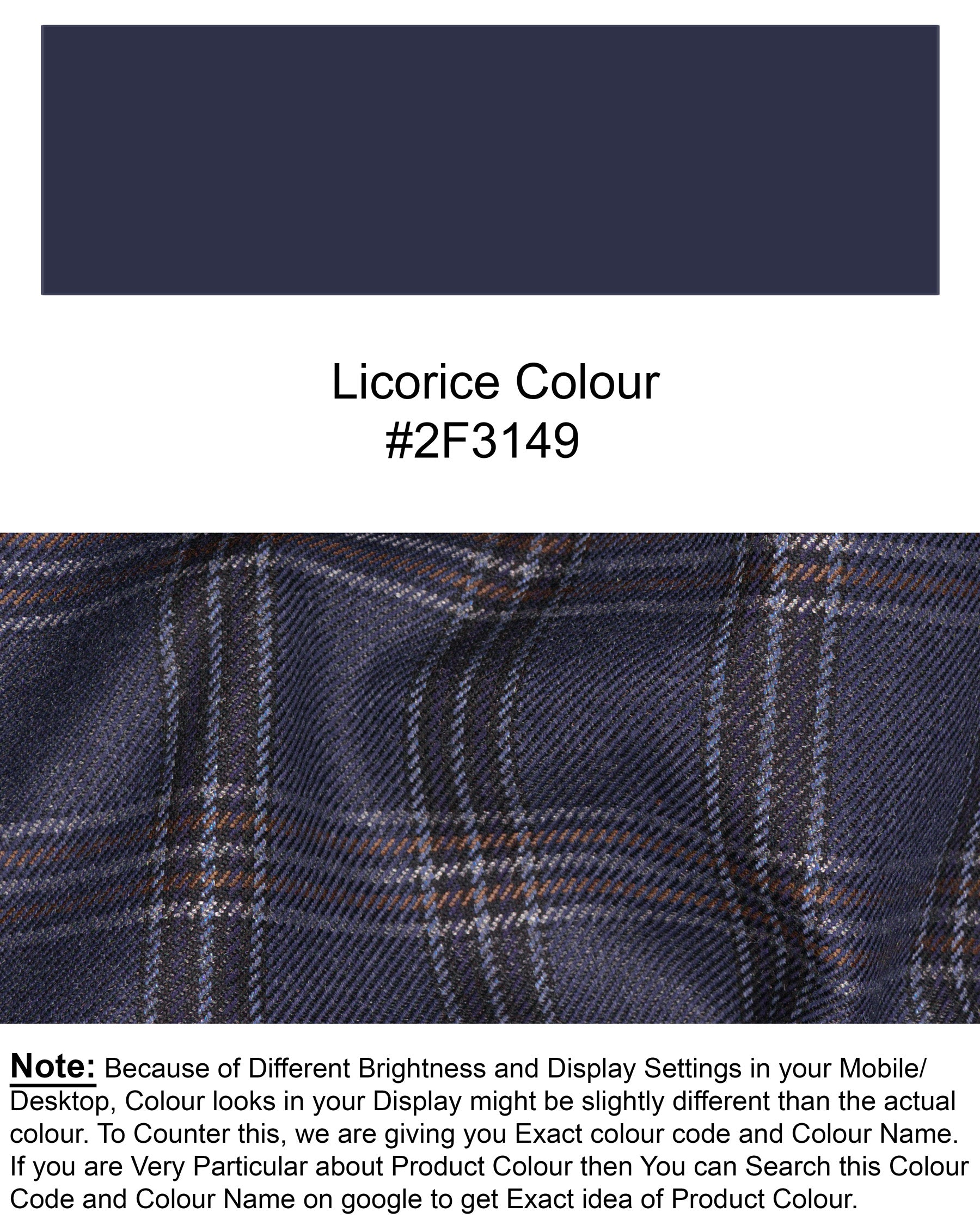 Licorice Blue Plaid heavyweight tweed Wool Rich Pant