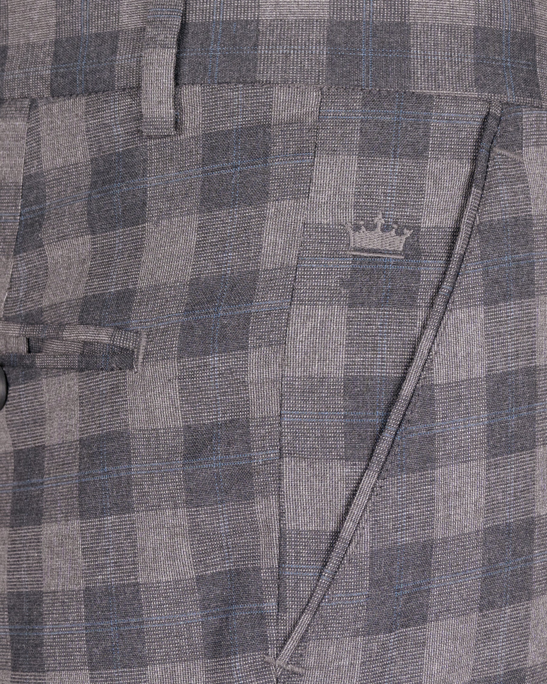 Nobel and Chicago Grey Plaid Wool Rich Pant