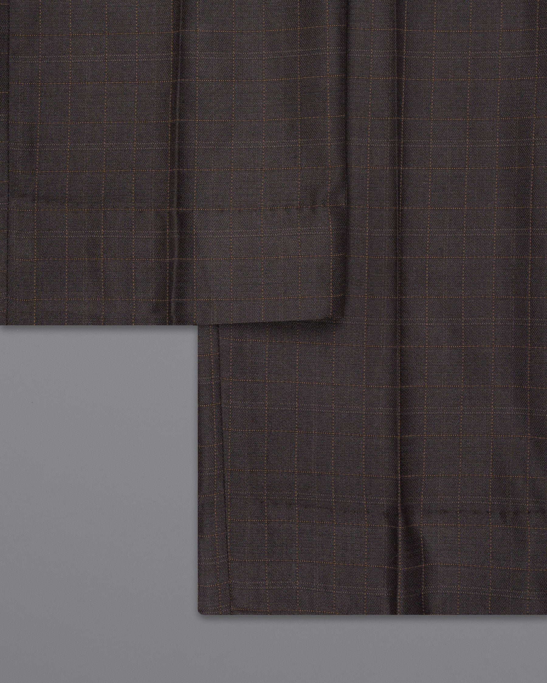 Brown Plaid Wool Rich Pant