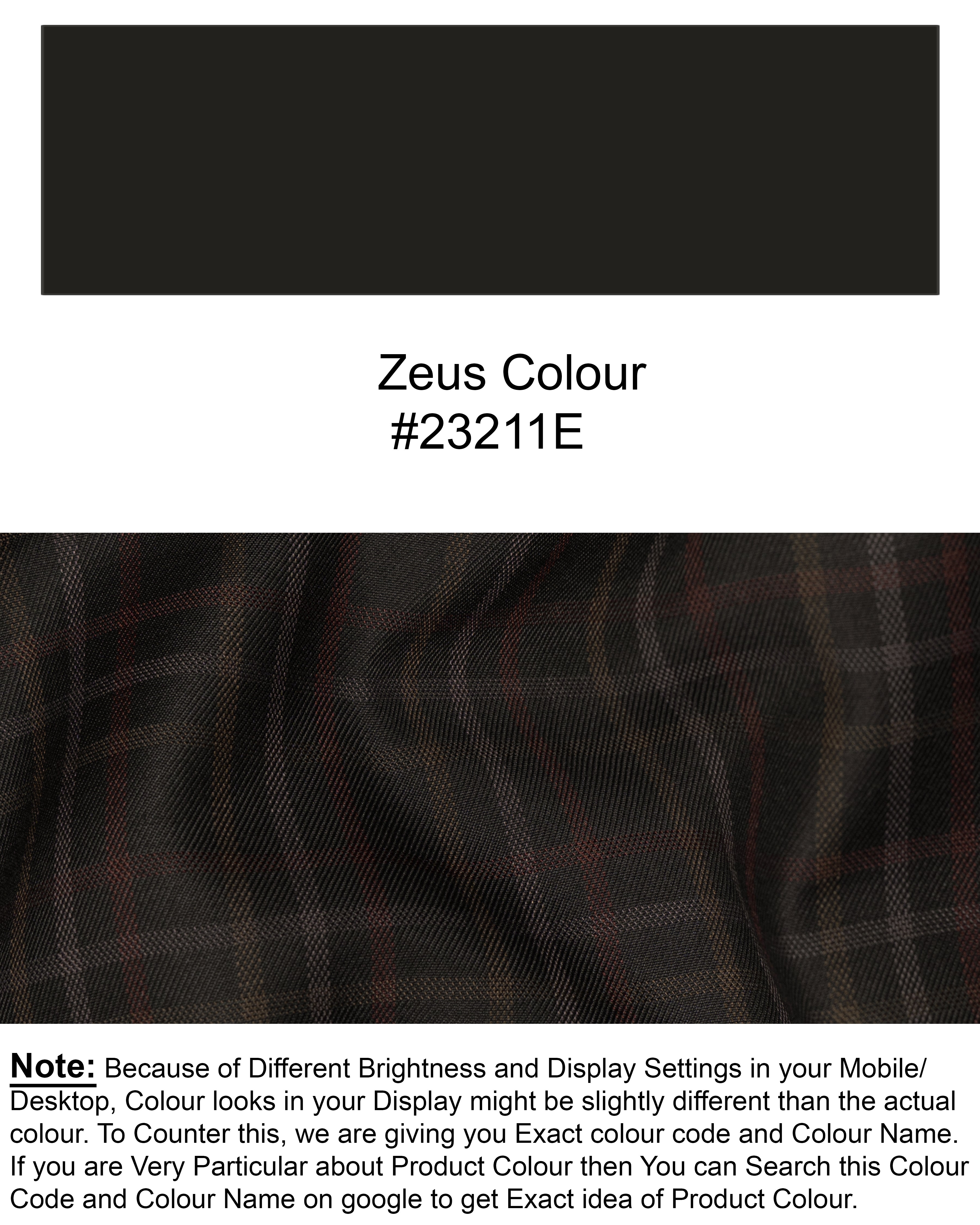 Zeus Black Plaid Wool Rich Pant T1494-28, T1494-30, T1494-32, T1494-34, T1494-36, T1494-38, T1494-40, T1494-42, T1494-44