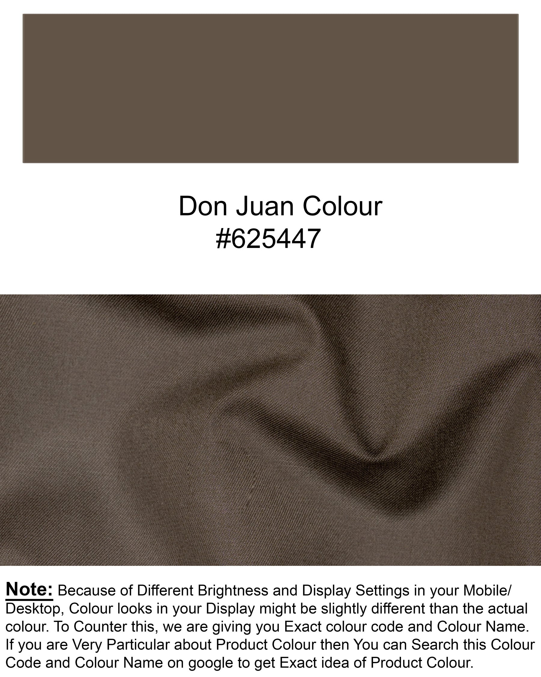 Don Juan Brown Wool Rich Pant T1496-28, T1496-30, T1496-32, T1496-34, T1496-36, T1496-38, T1496-40, T1496-42, T1496-44