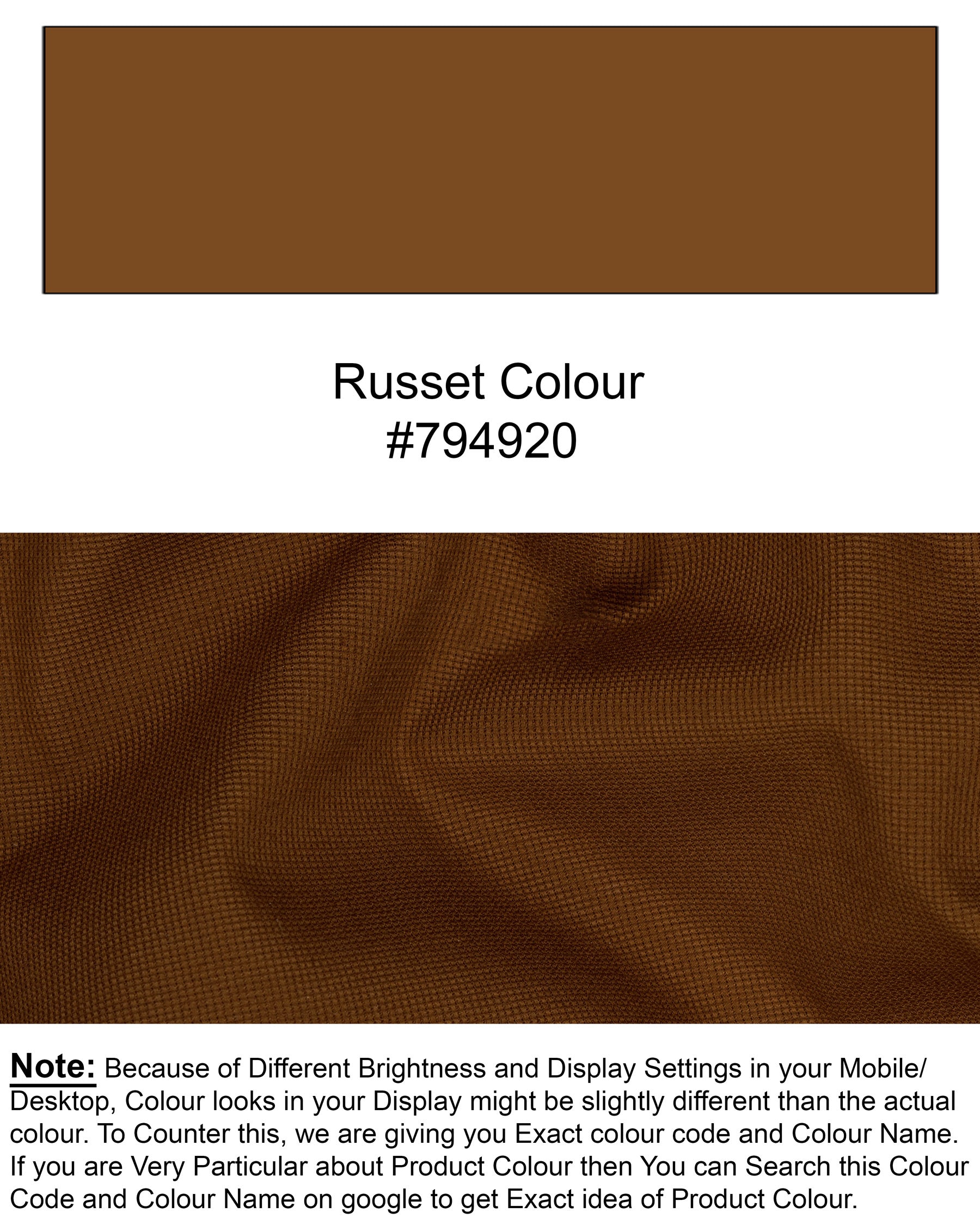 Russet Brown Premium Cotton  Pant T1580-28, T1580-30, T1580-32, T1580-34, T1580-36, T1580-38, T1580-40, T1580-42, T1580-44