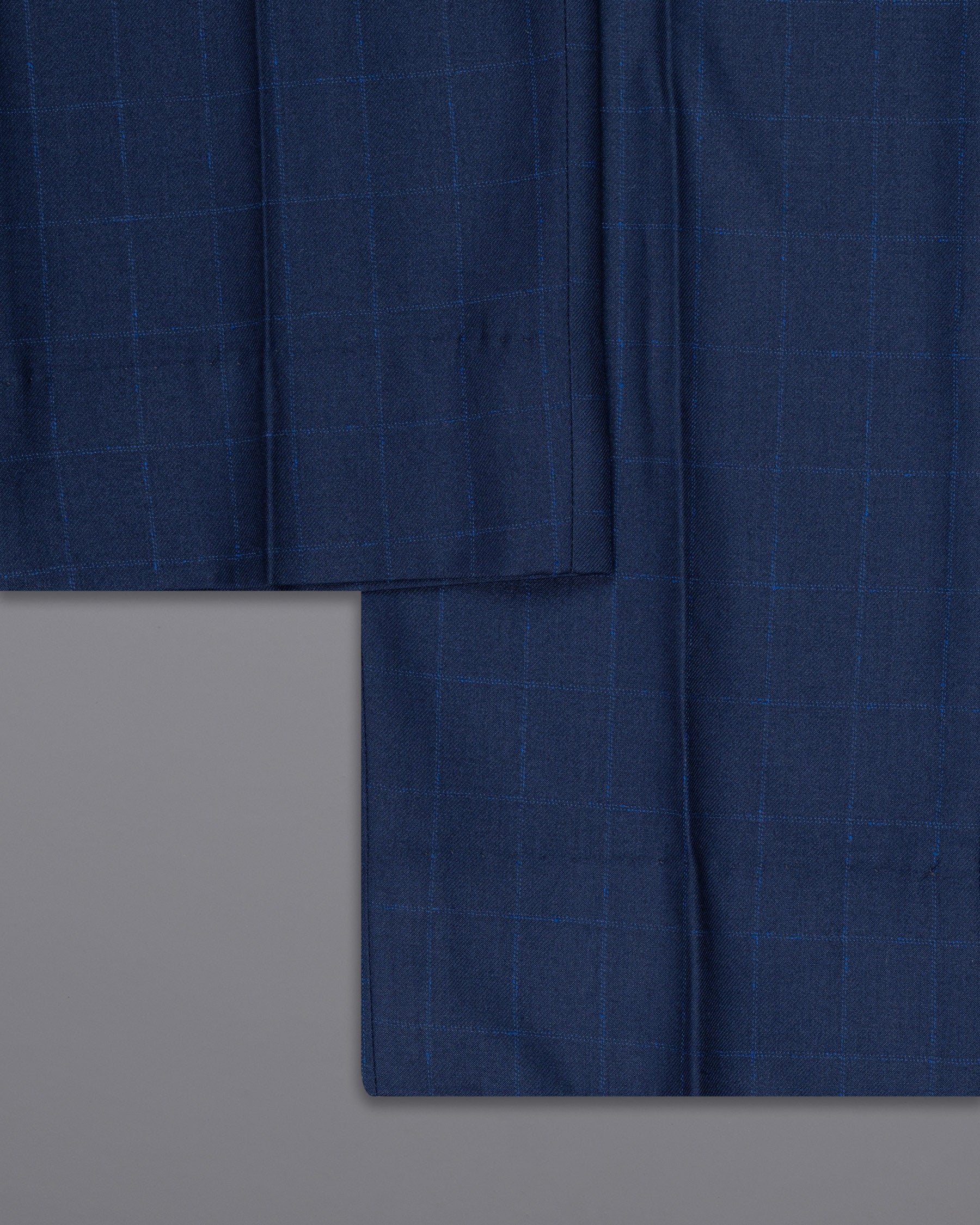 Big Stone Blue Super fine Subtle Checkered Wool Rich Pant