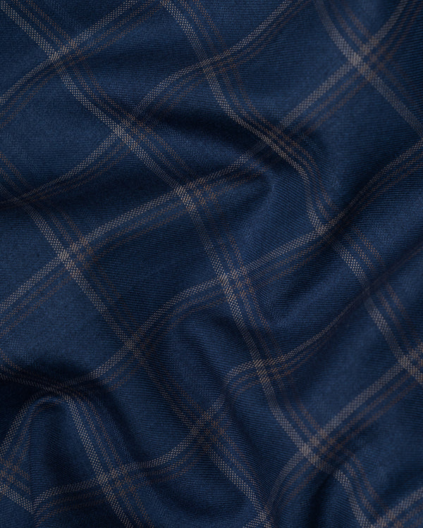 Cloud Burst Blue Super fine Windowpane Wool Rich PantV T1610-28, T1610-30, T1610-32, T1610-34, T1610-36, T1610-38, T1610-40, T1610-42, T1610-44