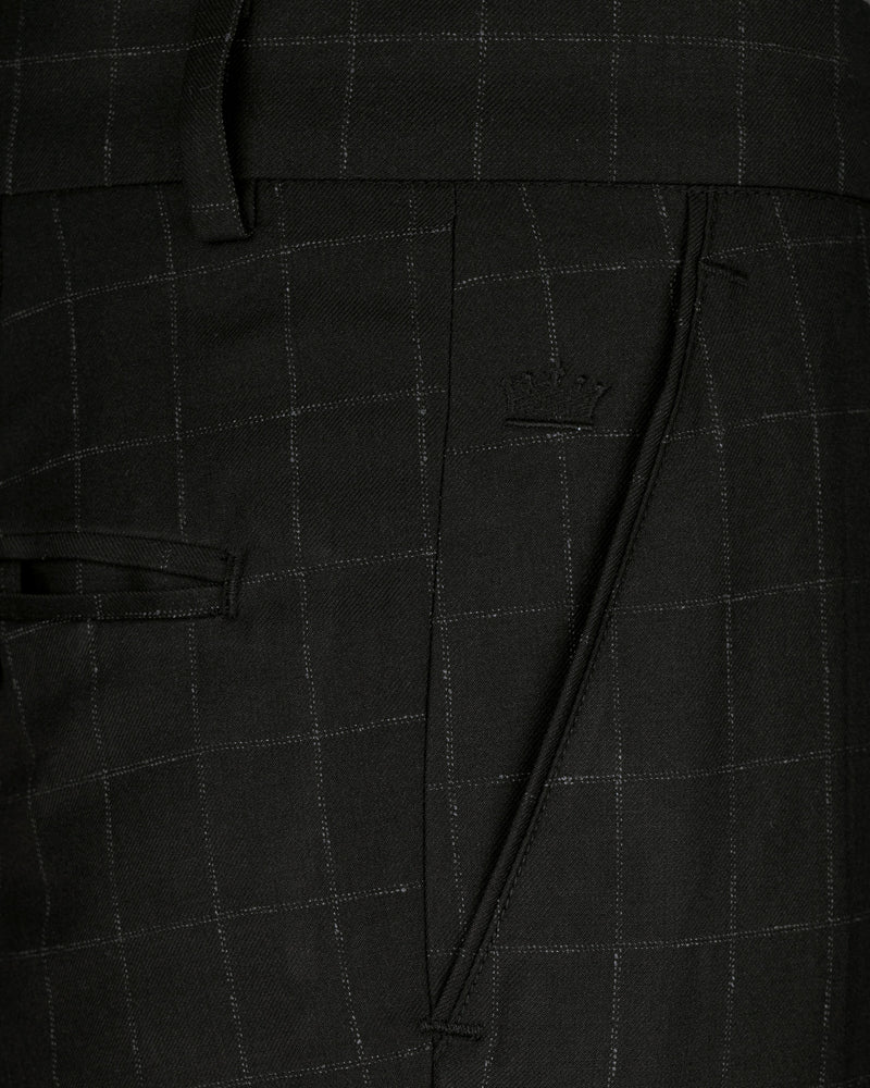 Slim Fit Grey and Beige Windowpane Suit Pant  RWCO