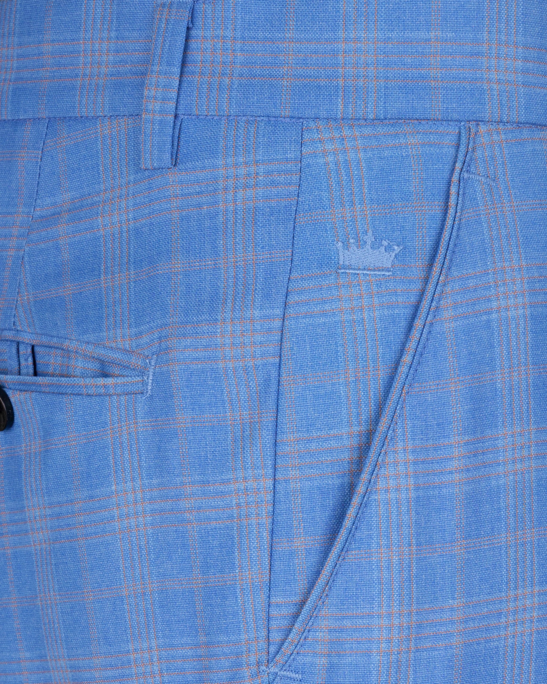 Jordy Blue Super fine Plaid Woolrich Pant T1636-28, T1636-30, T1636-32, T1636-34, T1636-36, T1636-38, T1636-40, T1636-42, T1636-44