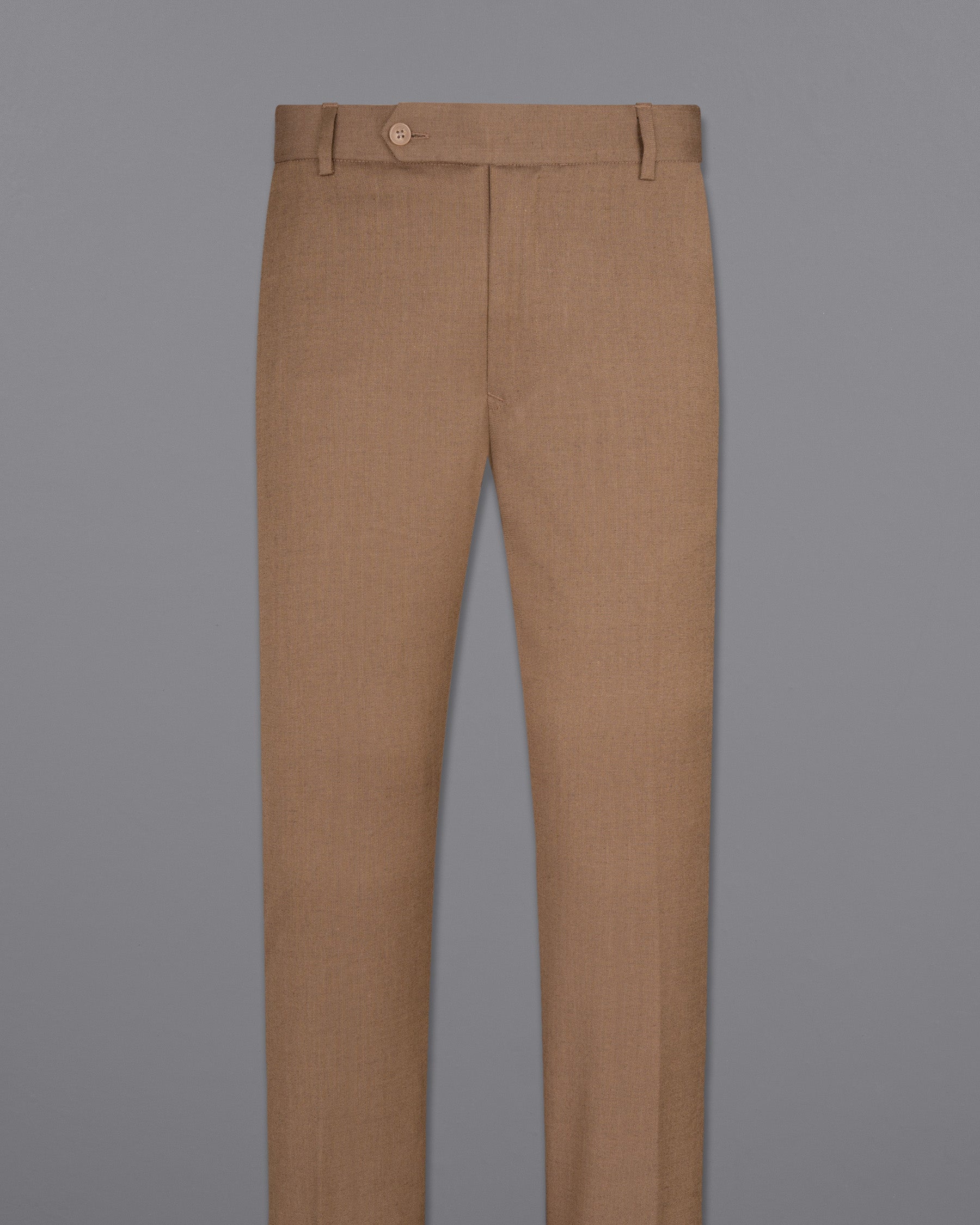 Wood Brown Textured Regular Fit Terry-Rayon Pants For Men