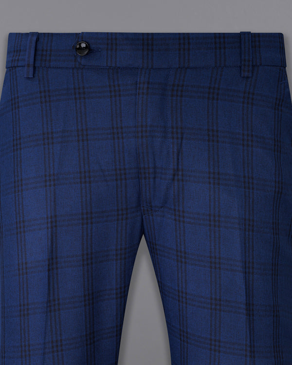 Dark Byzantium Blue Plaid Pant