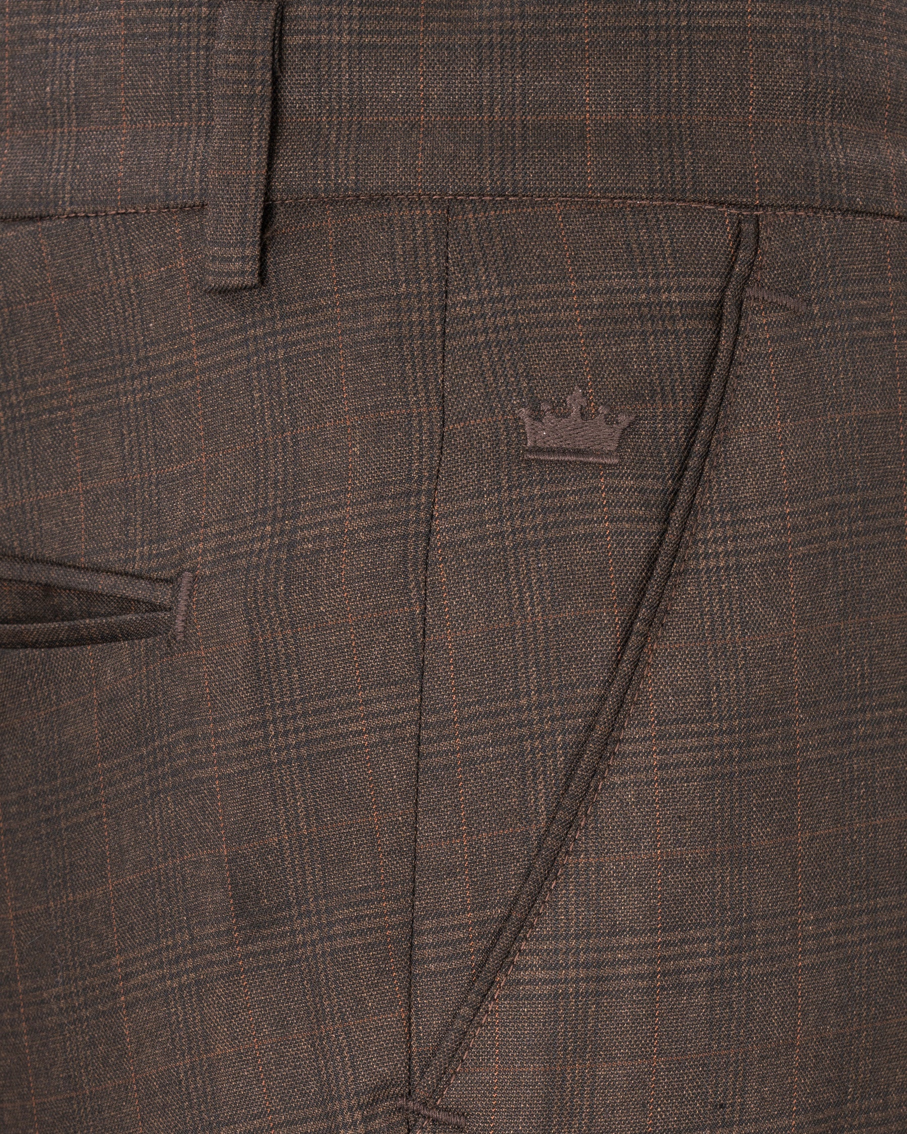 Wenge Brown Subtle Plaid Pant