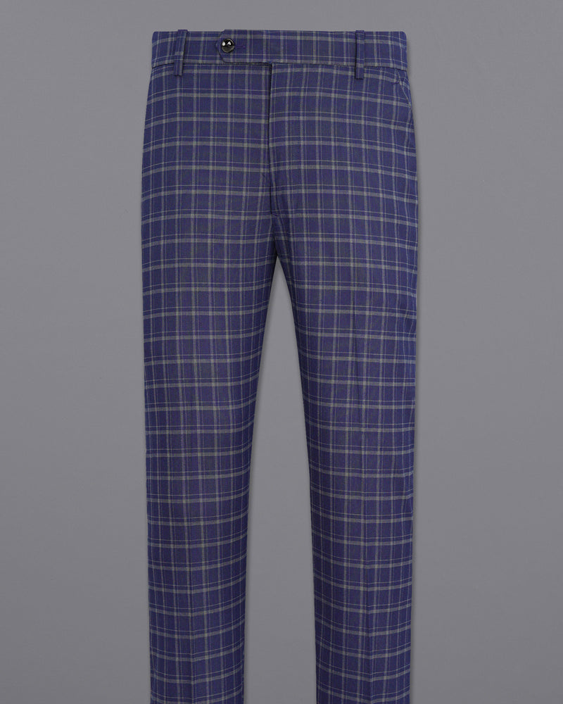 Mulled Wine Blue With Casper Gray Checkered Pant T1976-28, T1976-30, T1976-32, T1976-34, T1976-36, T1976-38, T1976-40, T1976-42, T1976-44