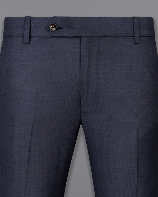 Tuna Navy Blue Micro Triangle Textured Pant T1986-28, T1986-30, T1986-32, T1986-34, T1986-36, T1986-38, T1986-40, T1986-42, T1986-44