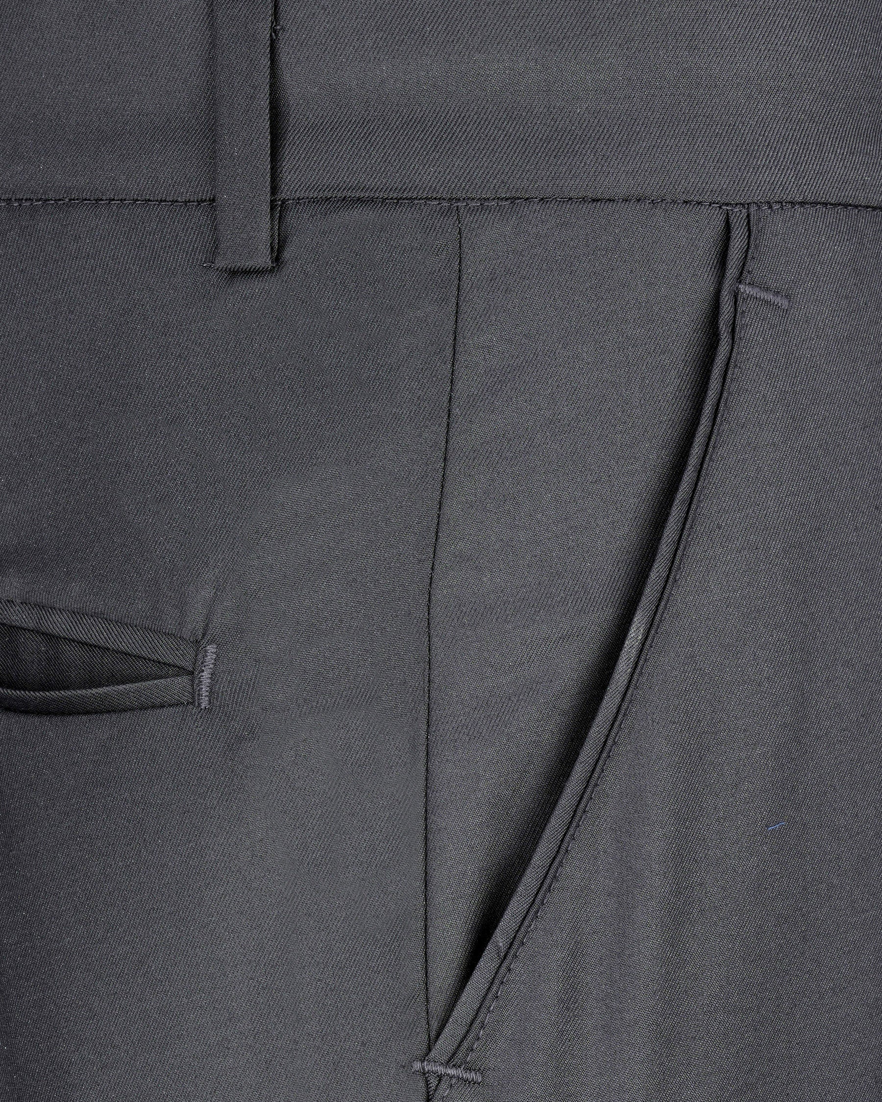 Vampire Gray Textured Regular Fit Terry Rayon Pant For Men