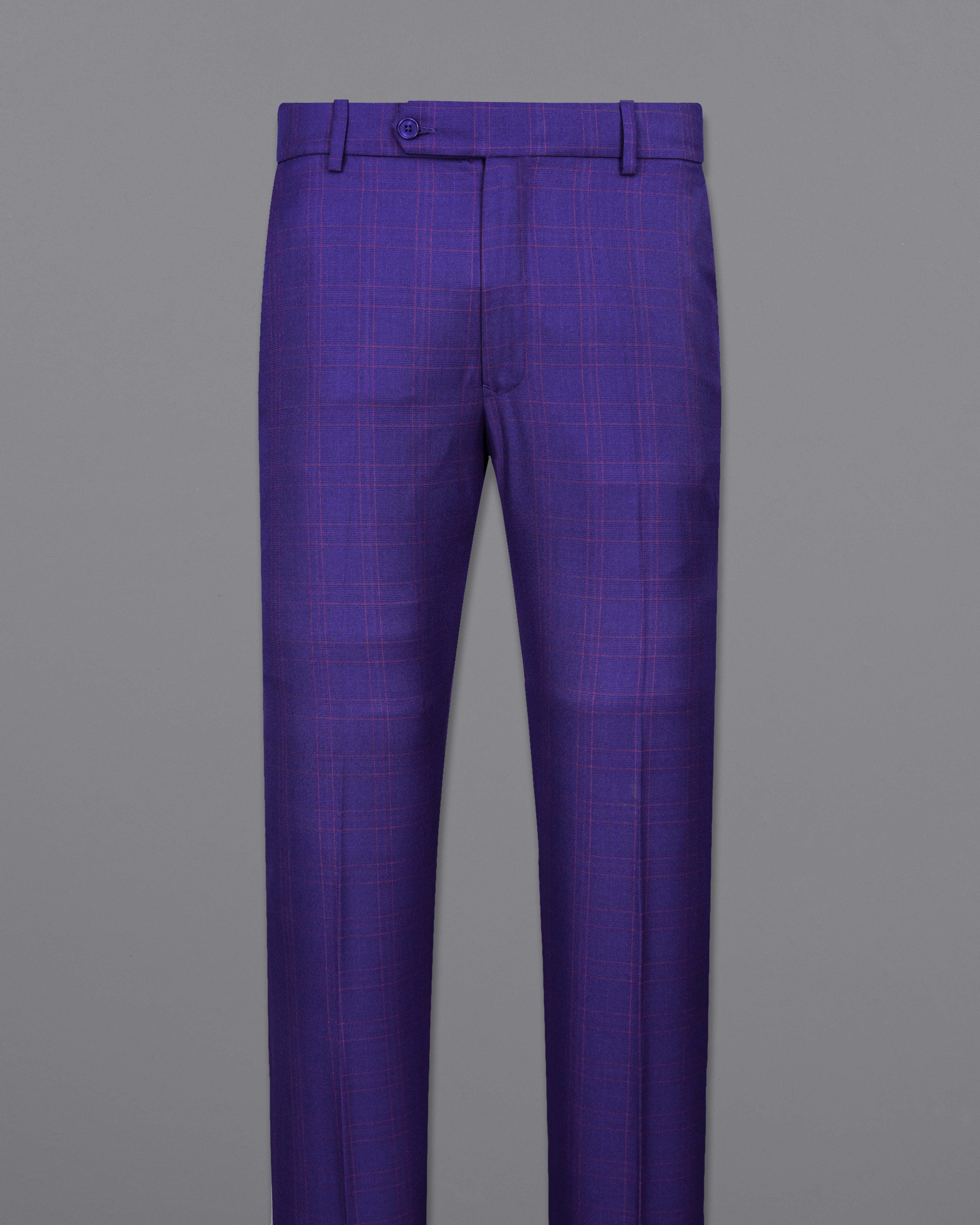 Christalle Blue with Fuchsia Pink Plaid Pant T2040-28, T2040-30, T2040-32, T2040-34, T2040-36, T2040-38, T2040-40, T2040-42, T2040-44