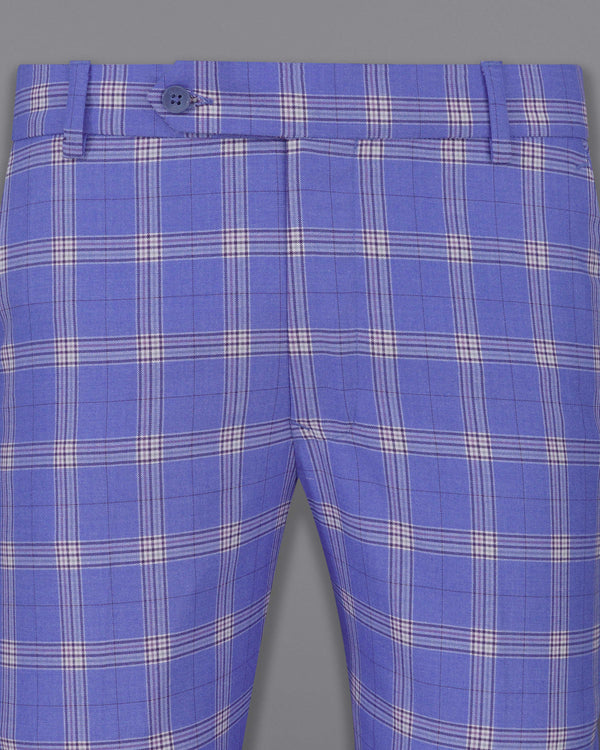 Glaucous Blue with Gainsboro Gray Plaid Pant T2057-28, T2057-30, T2057-32, T2057-34, T2057-36, T2057-38, T2057-40, T2057-42, T2057-44