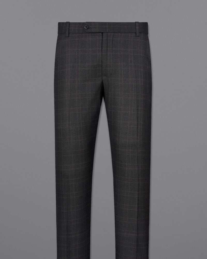 Buy Men Charcoal Grey  Black Slim Fit Checked Formal Trousers online   Looksgudin