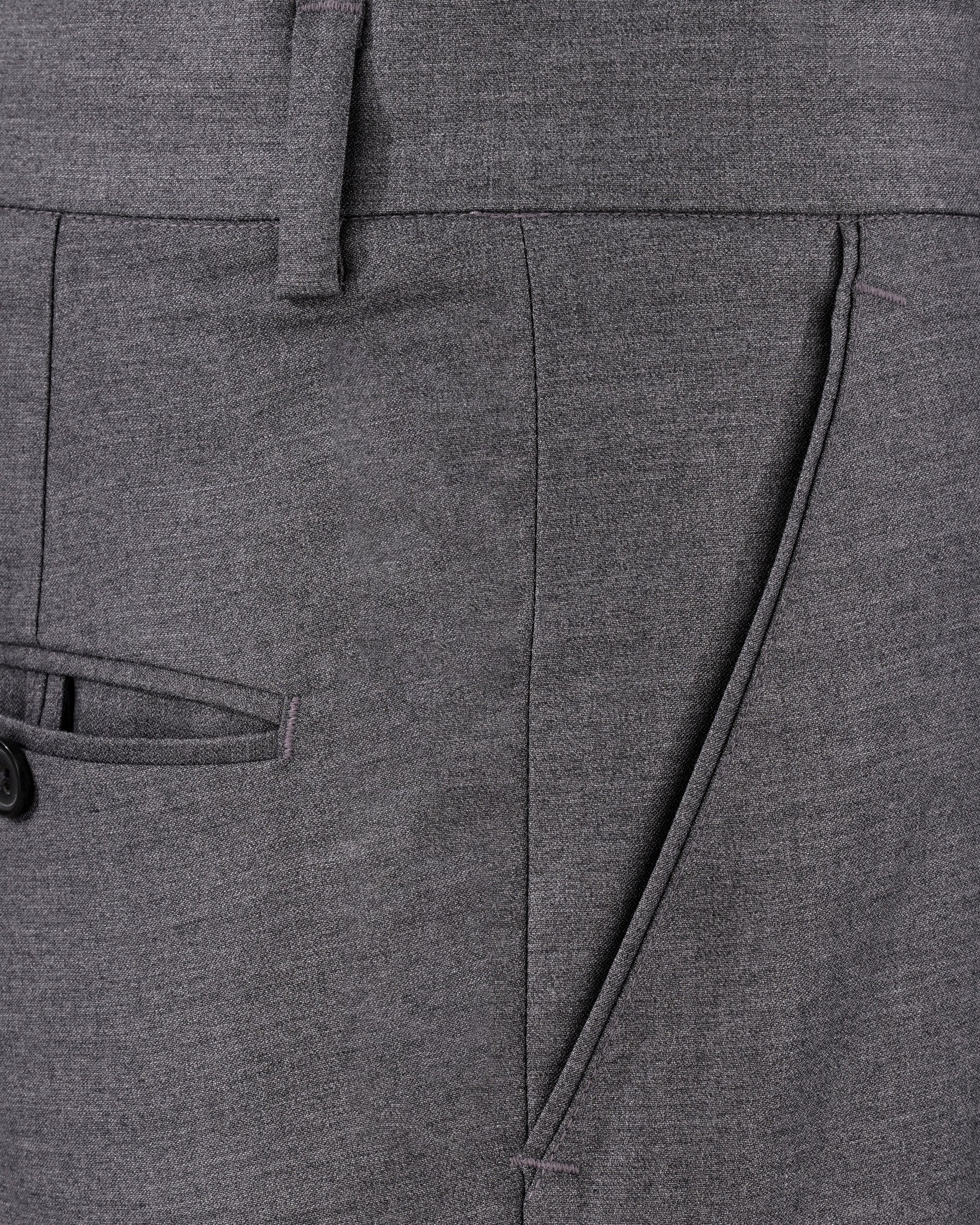 Dove Grey Textured Regular Fit Wool Blend Pant For Men Dove Grey Textured Regular Fit Wool Blend Pant For Men