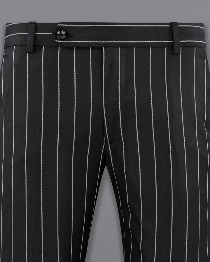 Buy White Slim Fit Striped Pants by GentWithcom with Free Shipping