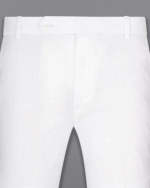 Plain Mens Blue Linen Casual Trousers Size 32