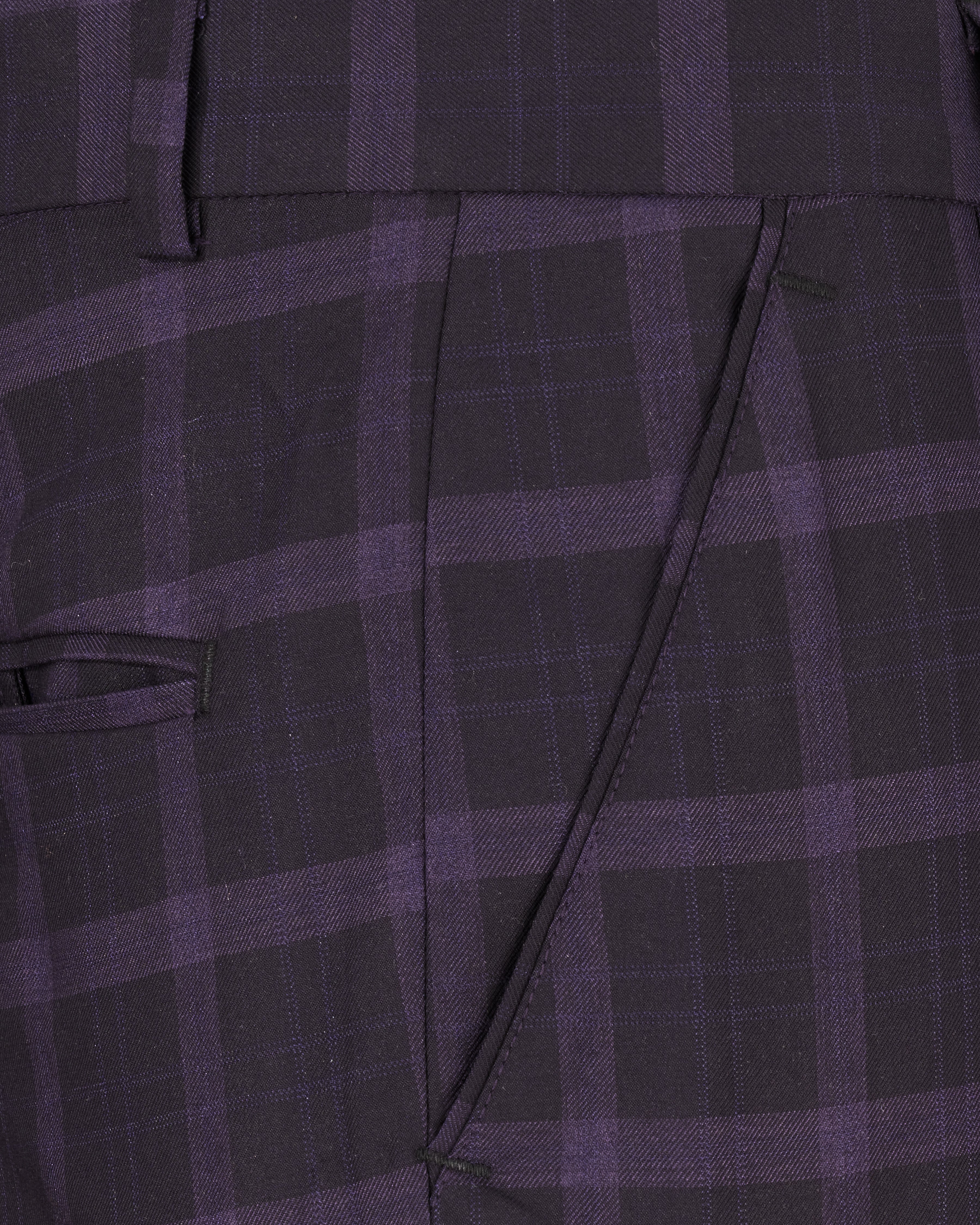 Melanzane Violet and Mortar Purple Plaid Pant T2258-28, T2258-30, T2258-32, T2258-34, T2258-36, T2258-38, T2258-40, T2258-42, T2258-44