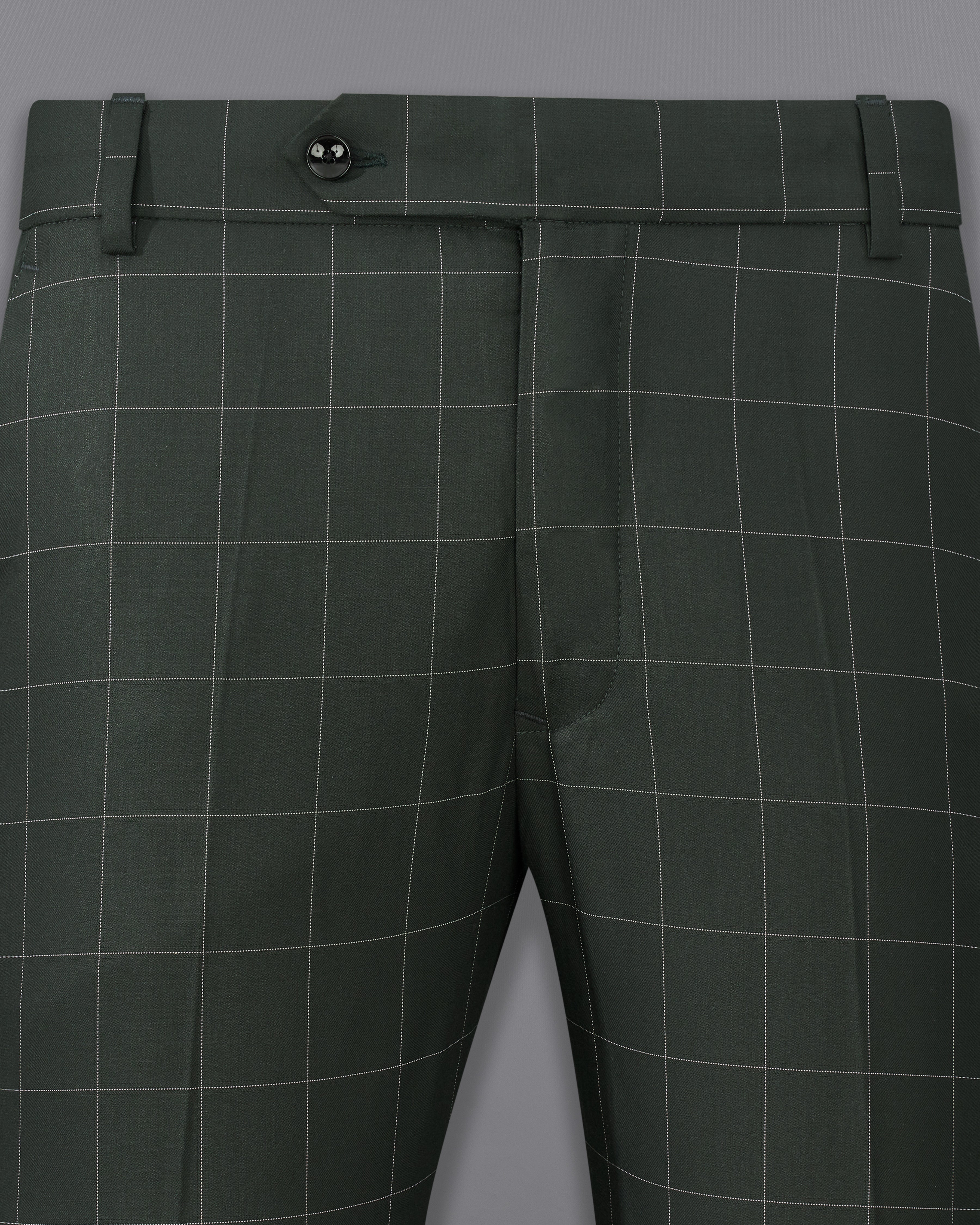 Rhino Blue Checks-Plaid Premium wool blend Pant For Men