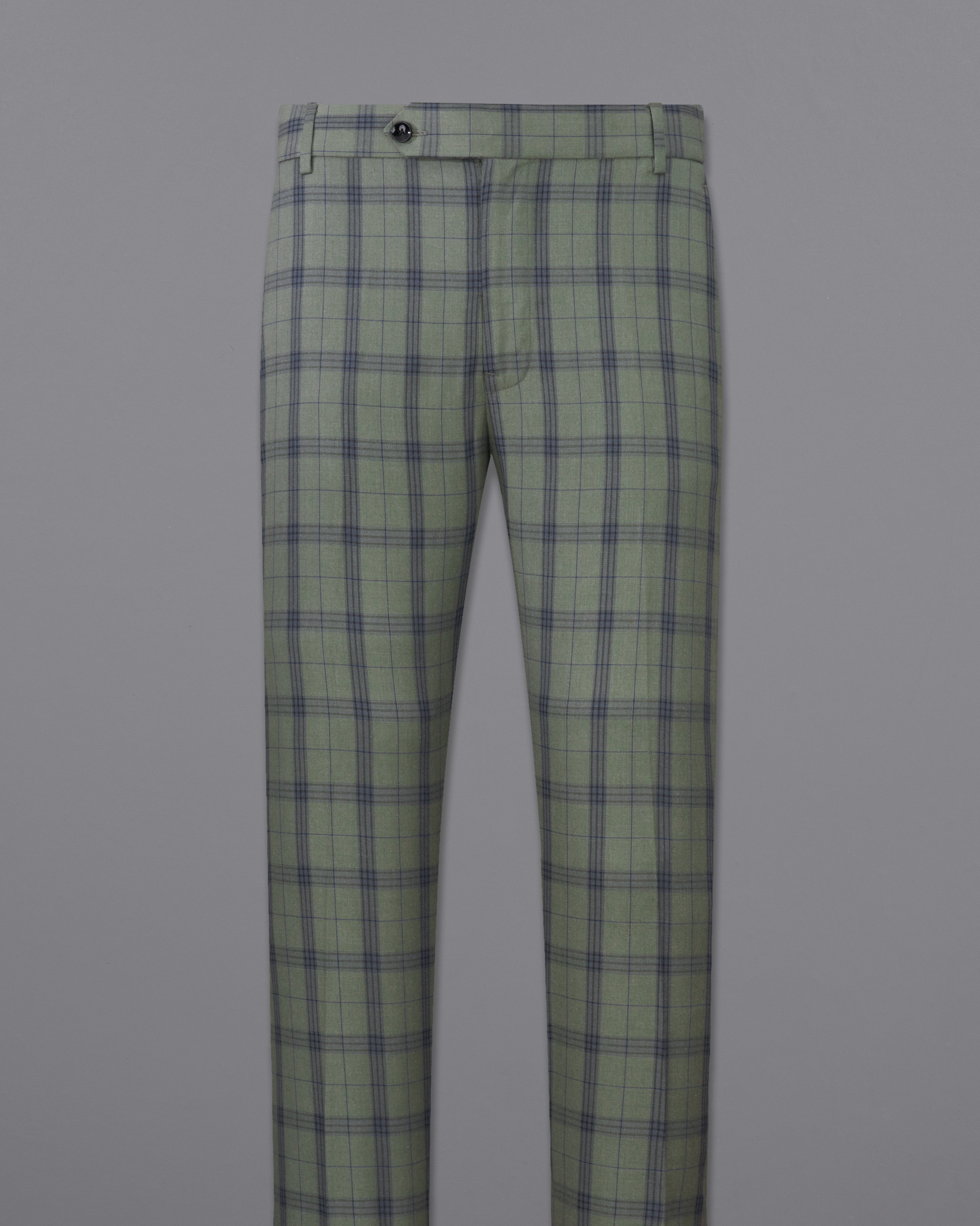 Men's Slim Fit Checked Stretch Wool Trousers | Boggi Milano