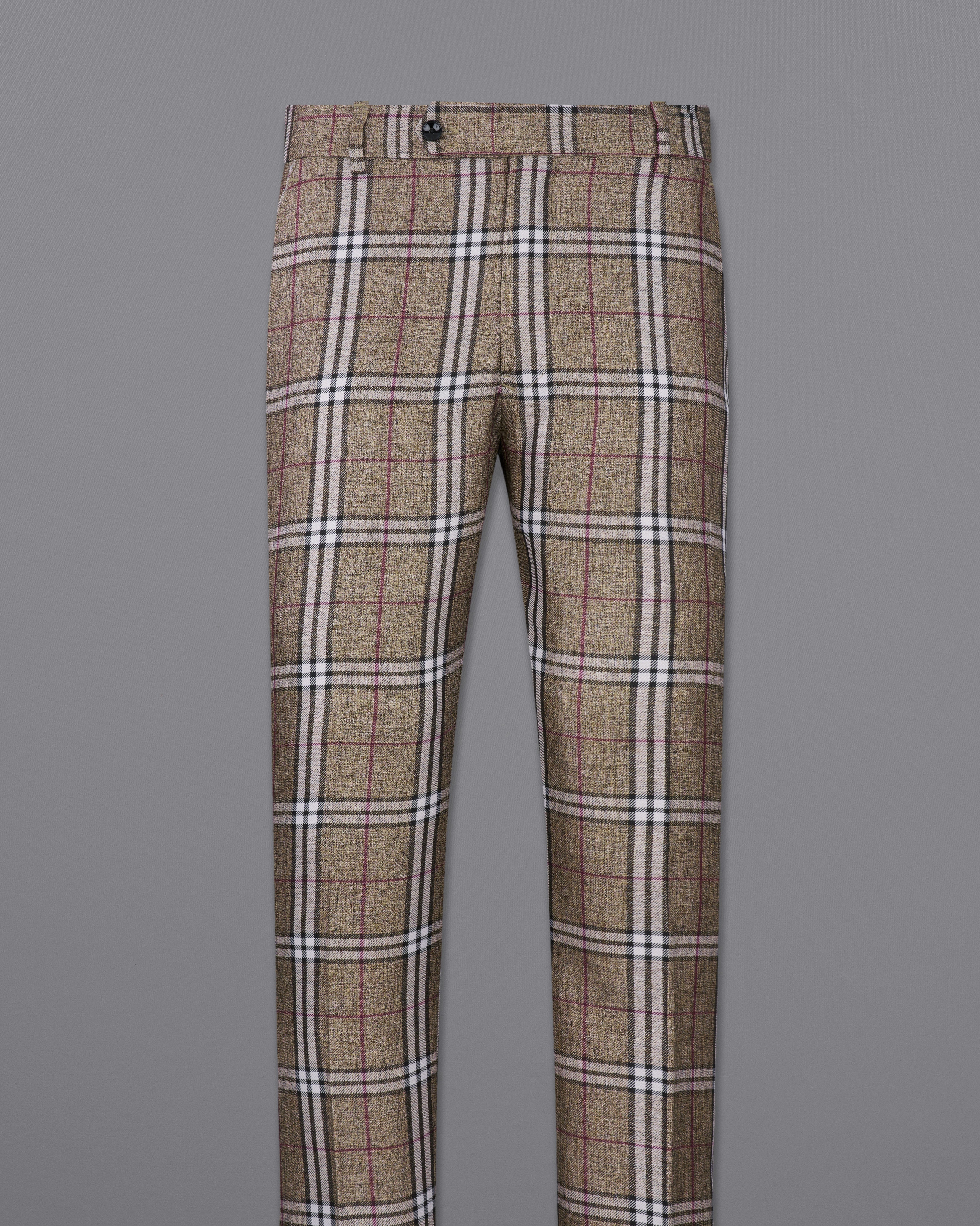 Flax Smoke Brown Plaid Pant T2319-28, T2319-30, T2319-32, T2319-34, T2319-36, T2319-38, T2319-40, T2319-42, T2319-44