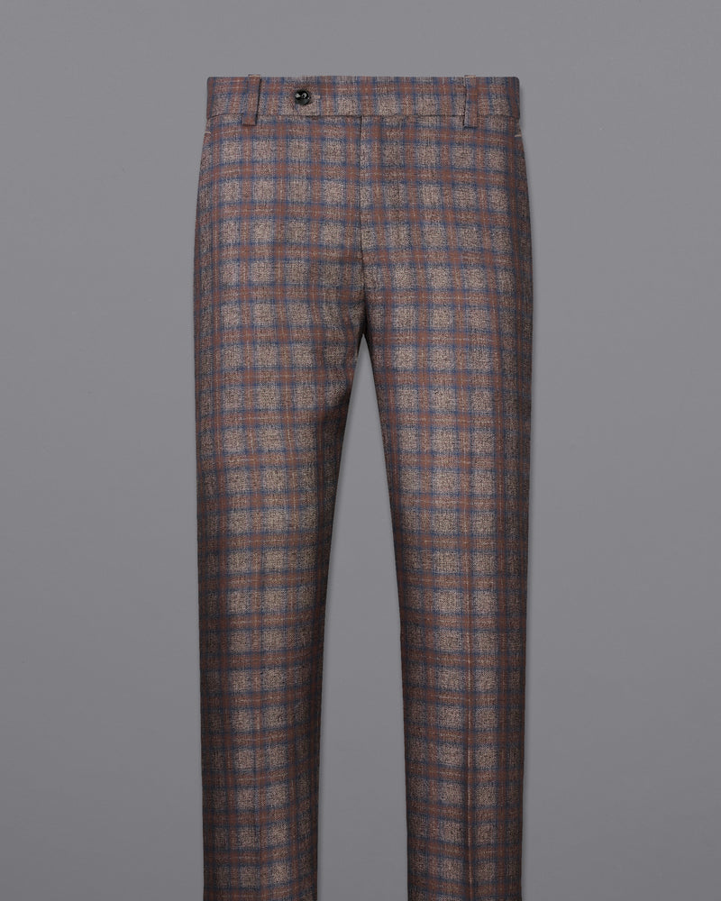 TitleNine Brown Checked Trouser for men Casual Check PantsSlim Fit Check  pantsCotton check pant