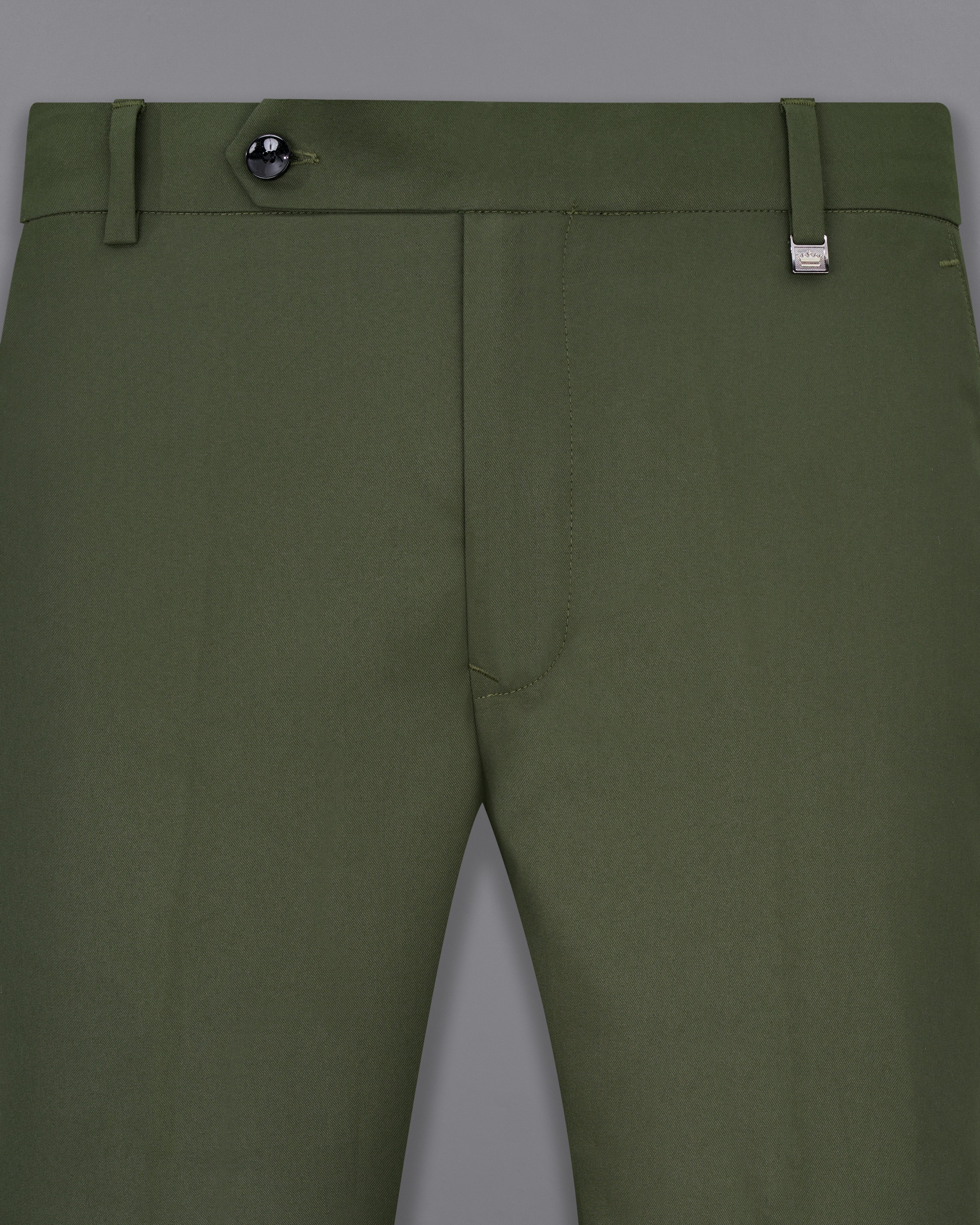 Men Bold Fashion Real Lambskin Olive Green Leather Trousers Pants