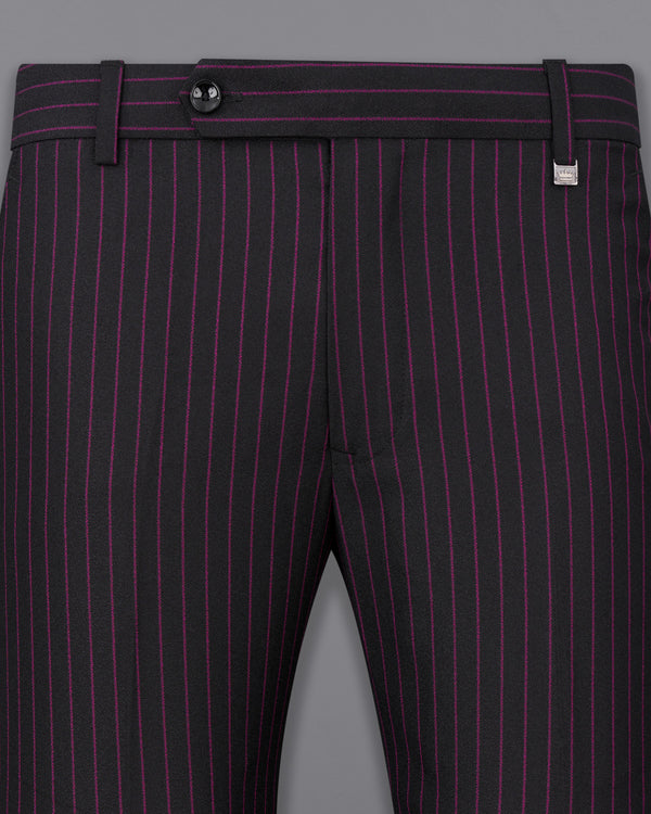 Zeus Black with Dark Mauve Pink Striped Pants T2479-28, T2479-30, T2479-32, T2479-34, T2479-36, T2479-38, T2479-40, T2479-42, T2479-44