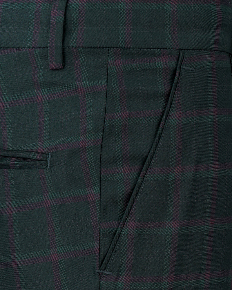Timber Green ChecksPlaid Premium TerryRayon Pant For Men