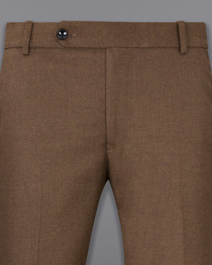 Muesli Brown Textured Premium WoolBlend Pant For Men