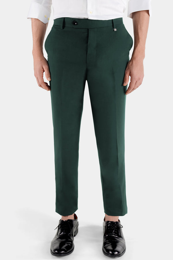 Turquoise Textured Regular Fit WoolBlend Pant For Men