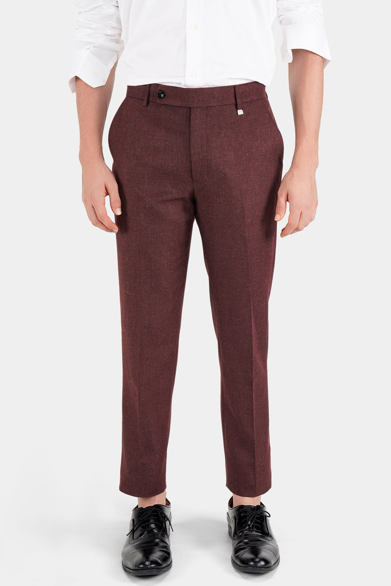 Zeus Brown Textured Premium WoolBlend Pant For Men