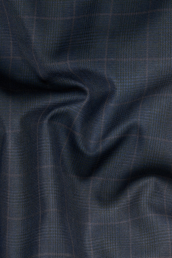 Baltic Blue Checkered Wool Rich Pant