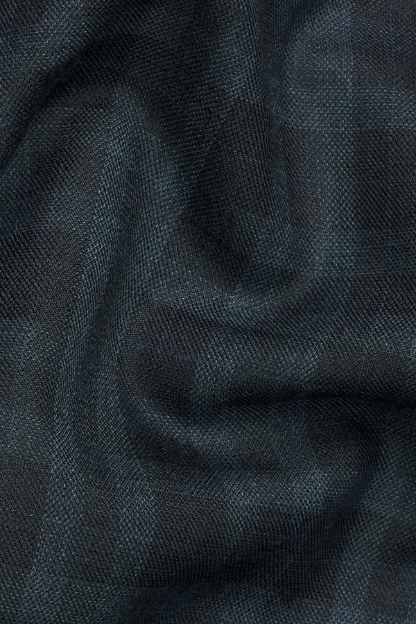 Baltic Sea Blue with Tuna Navy Blue Checkered Wool Rich Pant