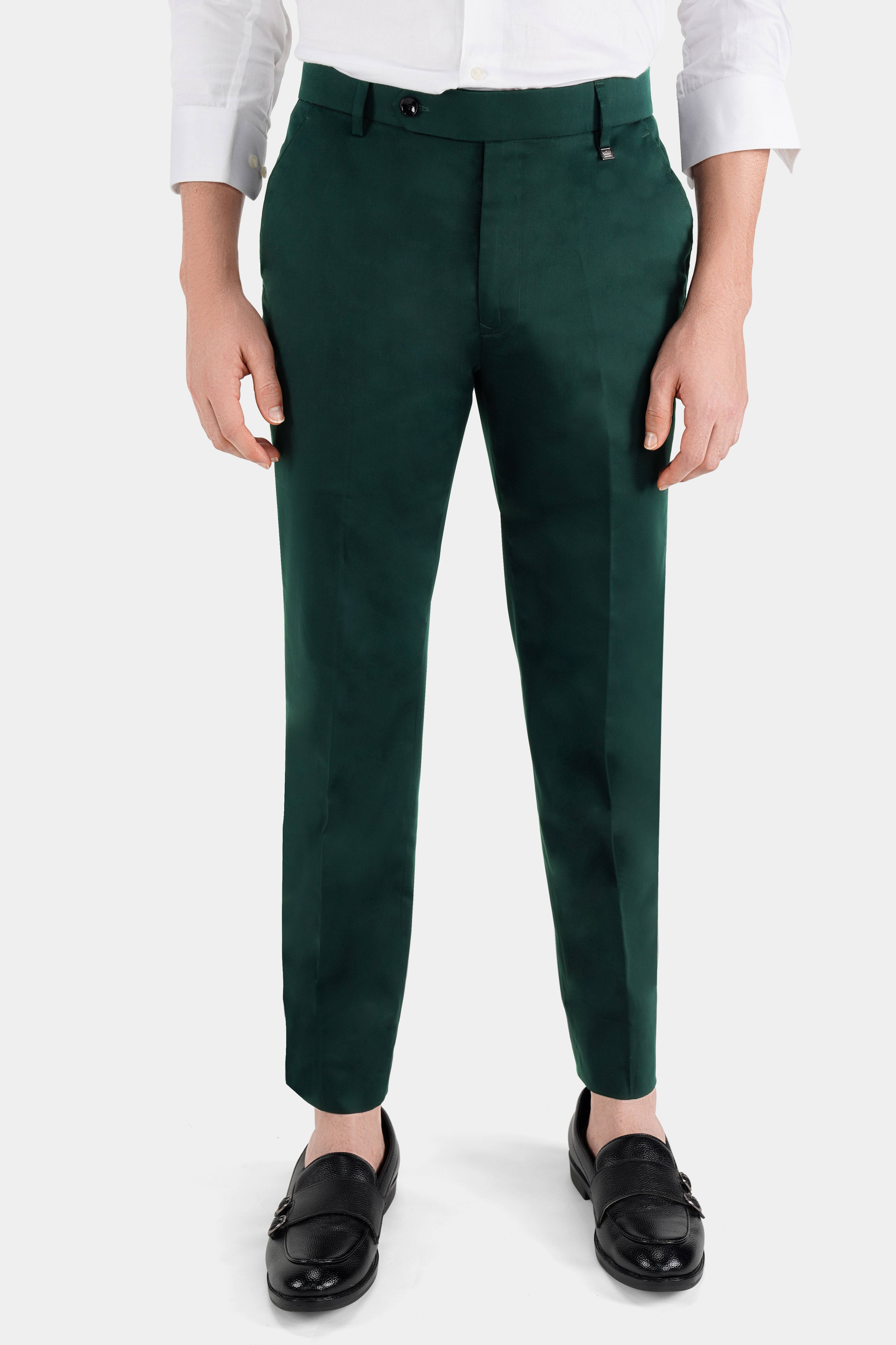 Rifle Green Plain-Solid Regular Fit Terry-Rayon Pant For Men