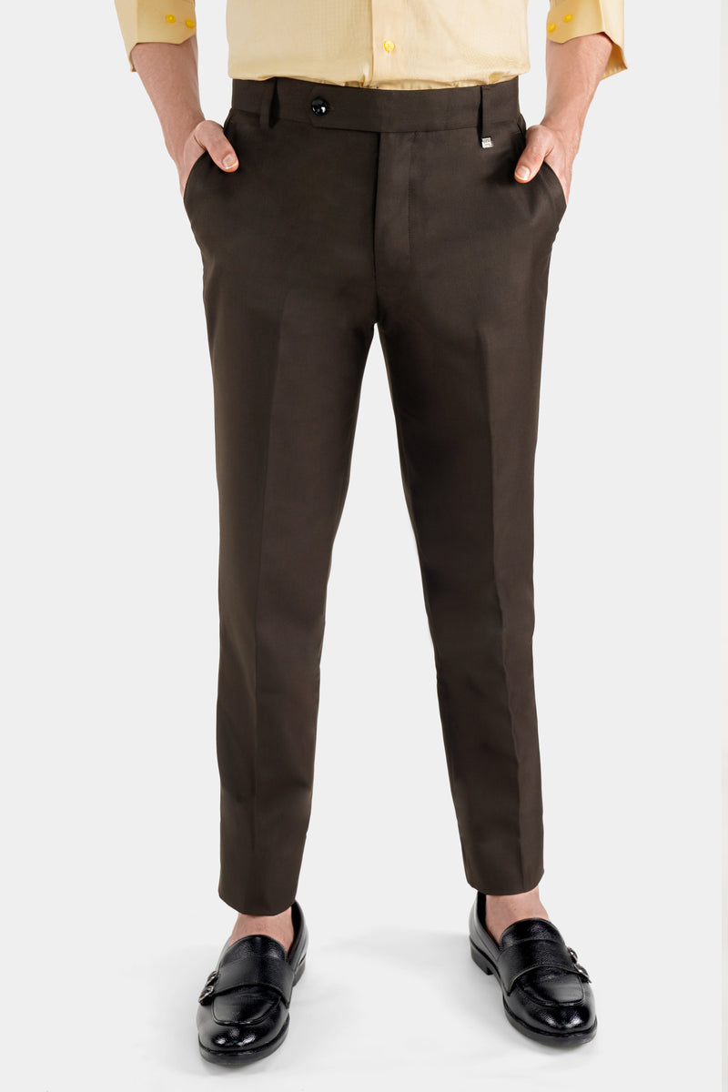 MENS WALNUT BROWN SOLID SLIM FIT TROUSER  JDC Store Online Shopping