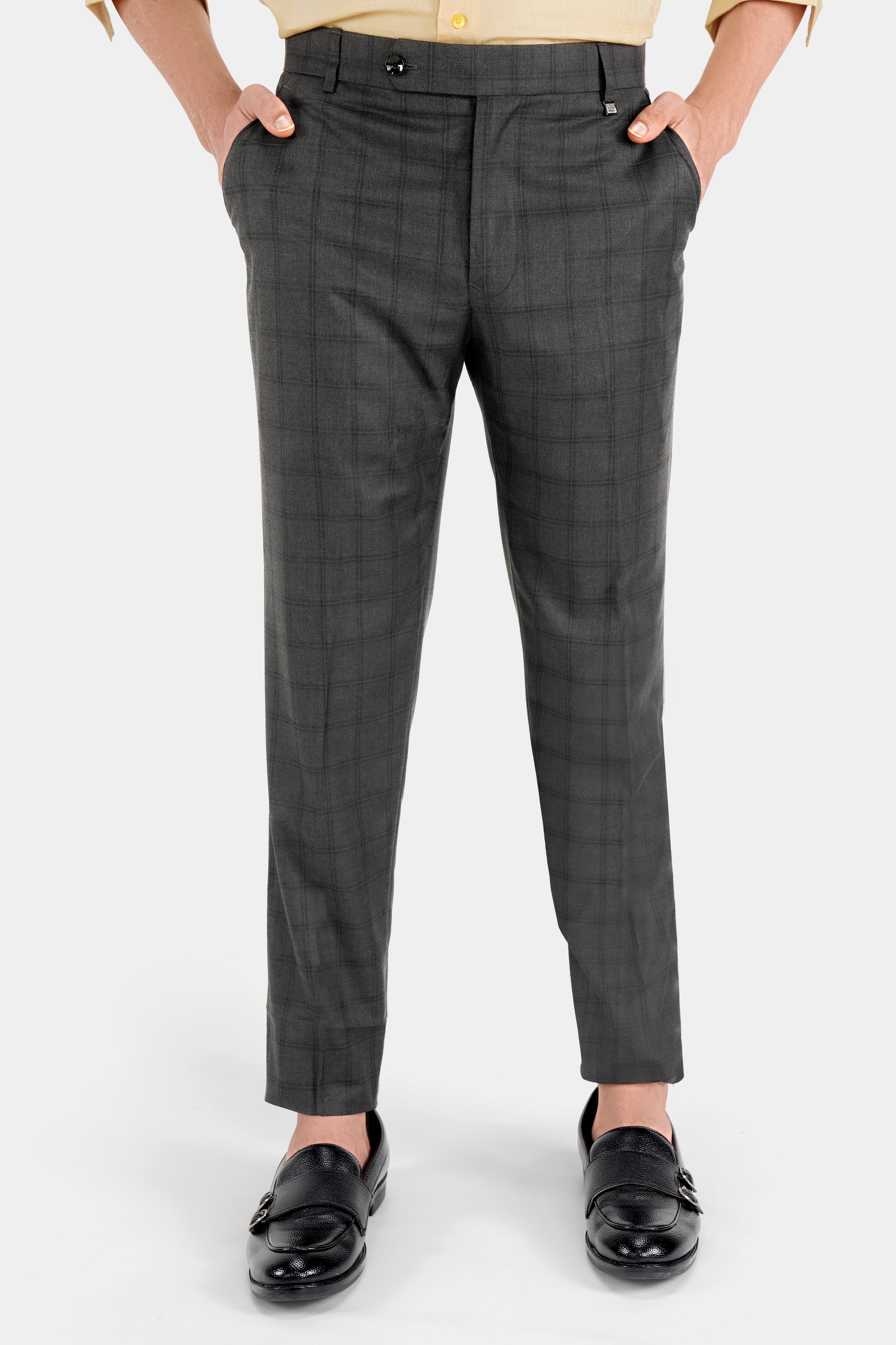Chicago Gray Checks-Plaid Premium Wool-Blend Pant For Men
