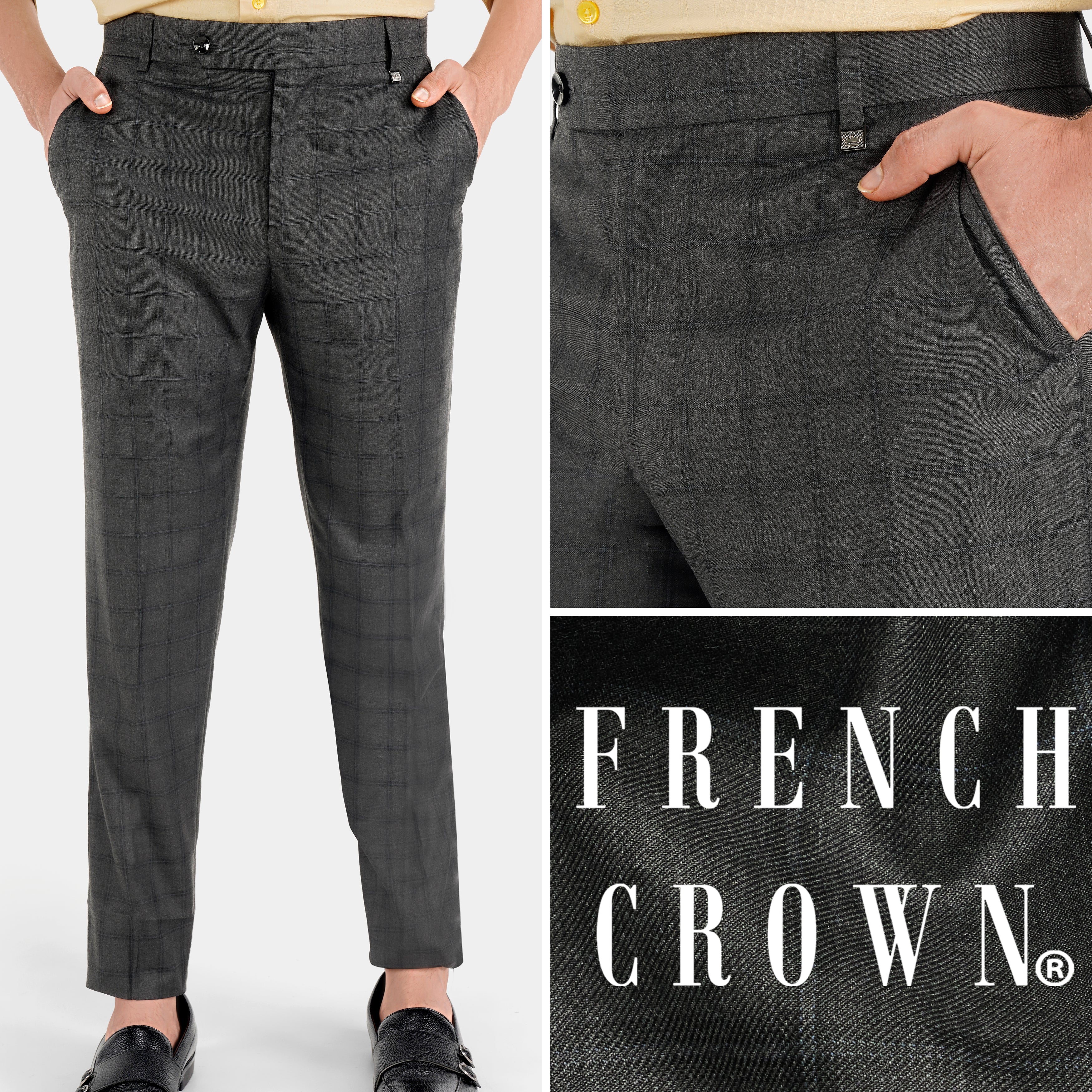 Bronco Brown Textured Premium Wool-Blend Pant For Men