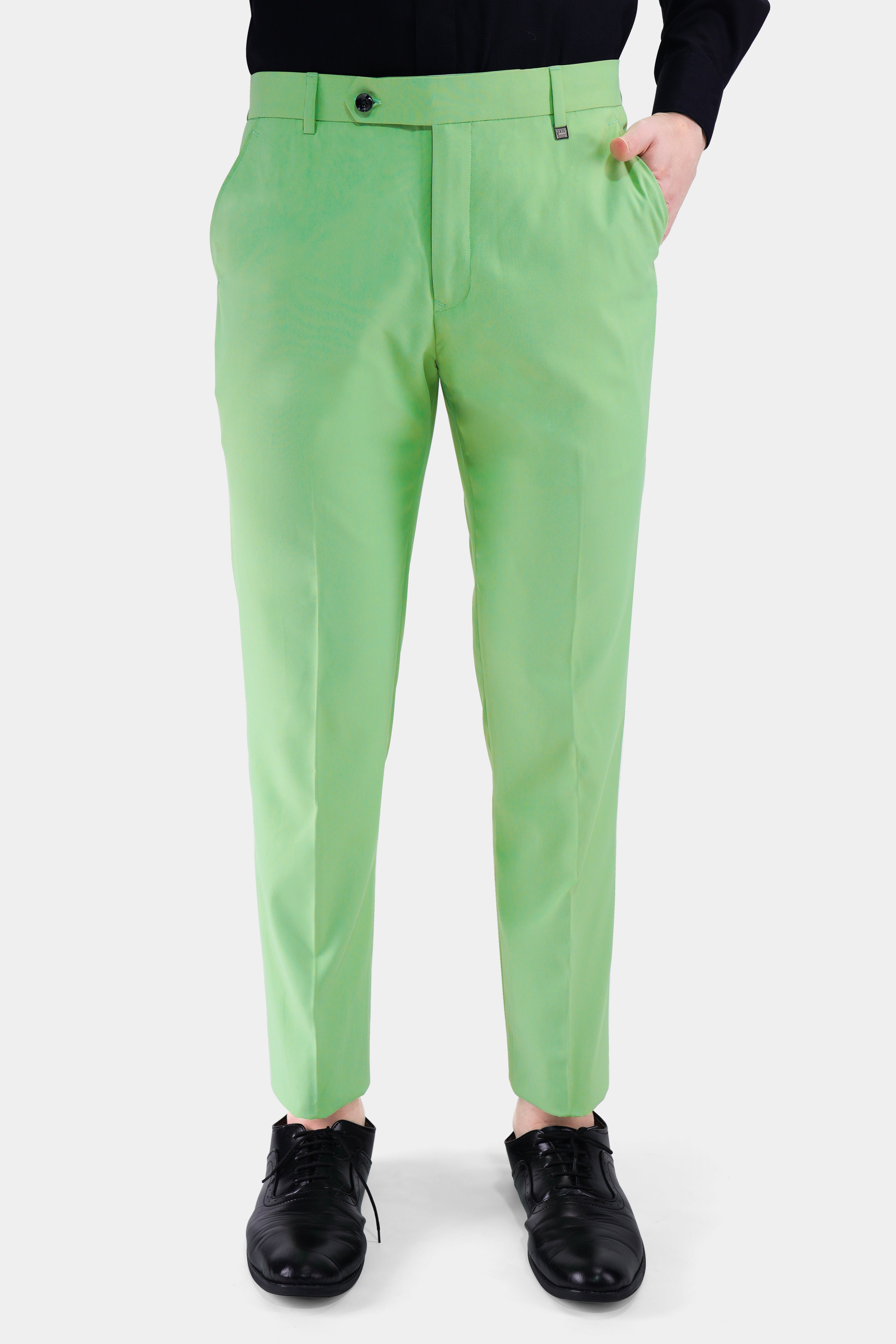 Buy SOJANYA Green Cotton Regular Slim Fit Checks Flat Front Trousers for  Mens Online @ Tata CLiQ