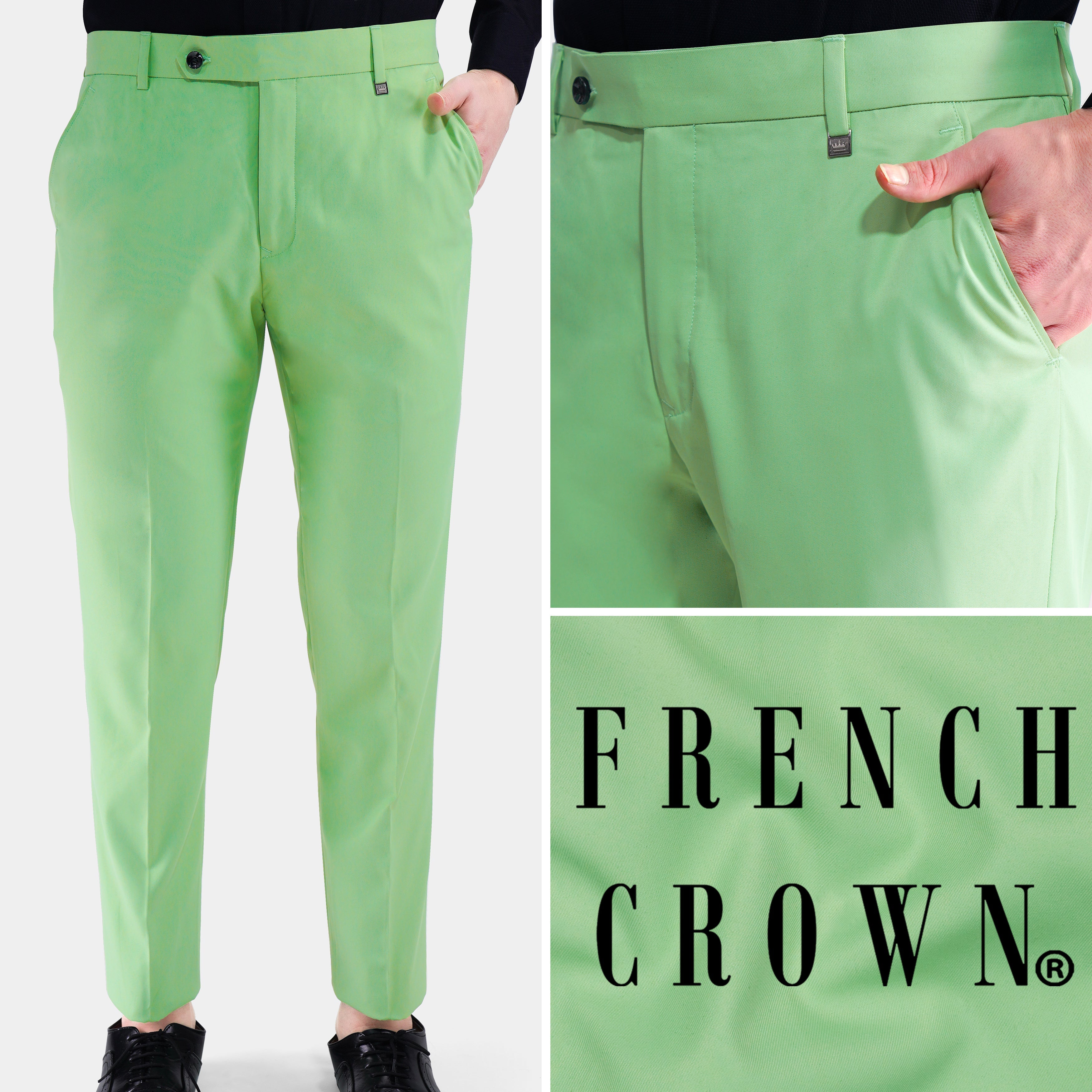 Men's Light Green Formal Trousers